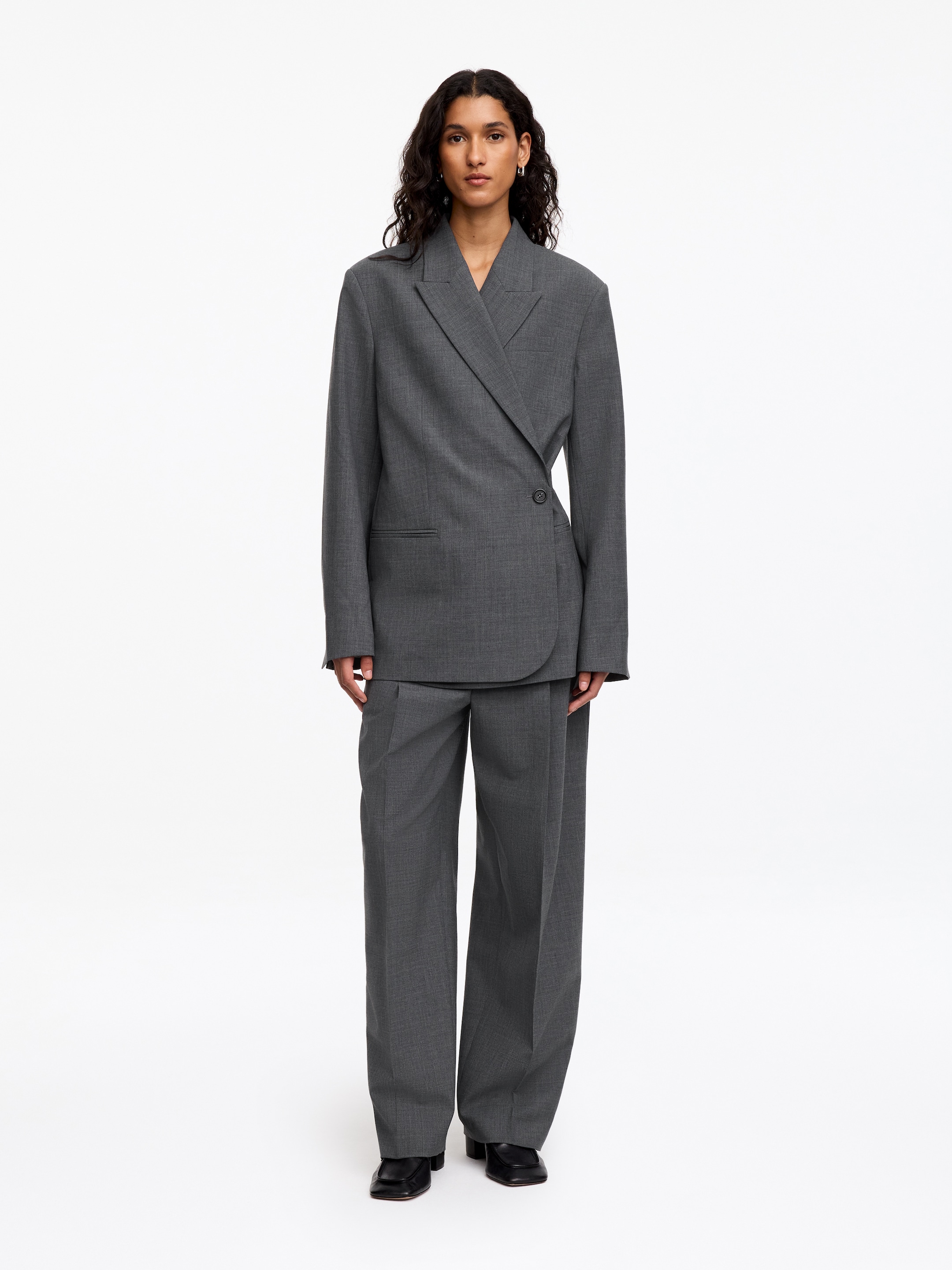 Wool-Blend Blazer-Grey-20188