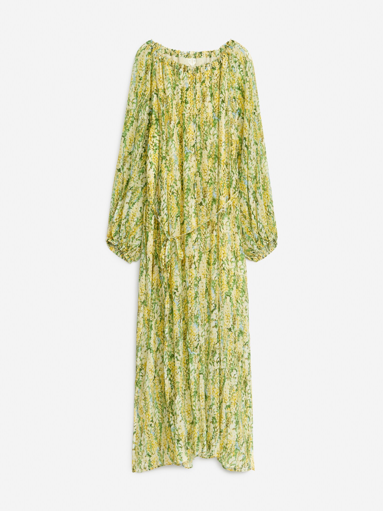 Maxiklänning med knytband - Gul/grön/Svart