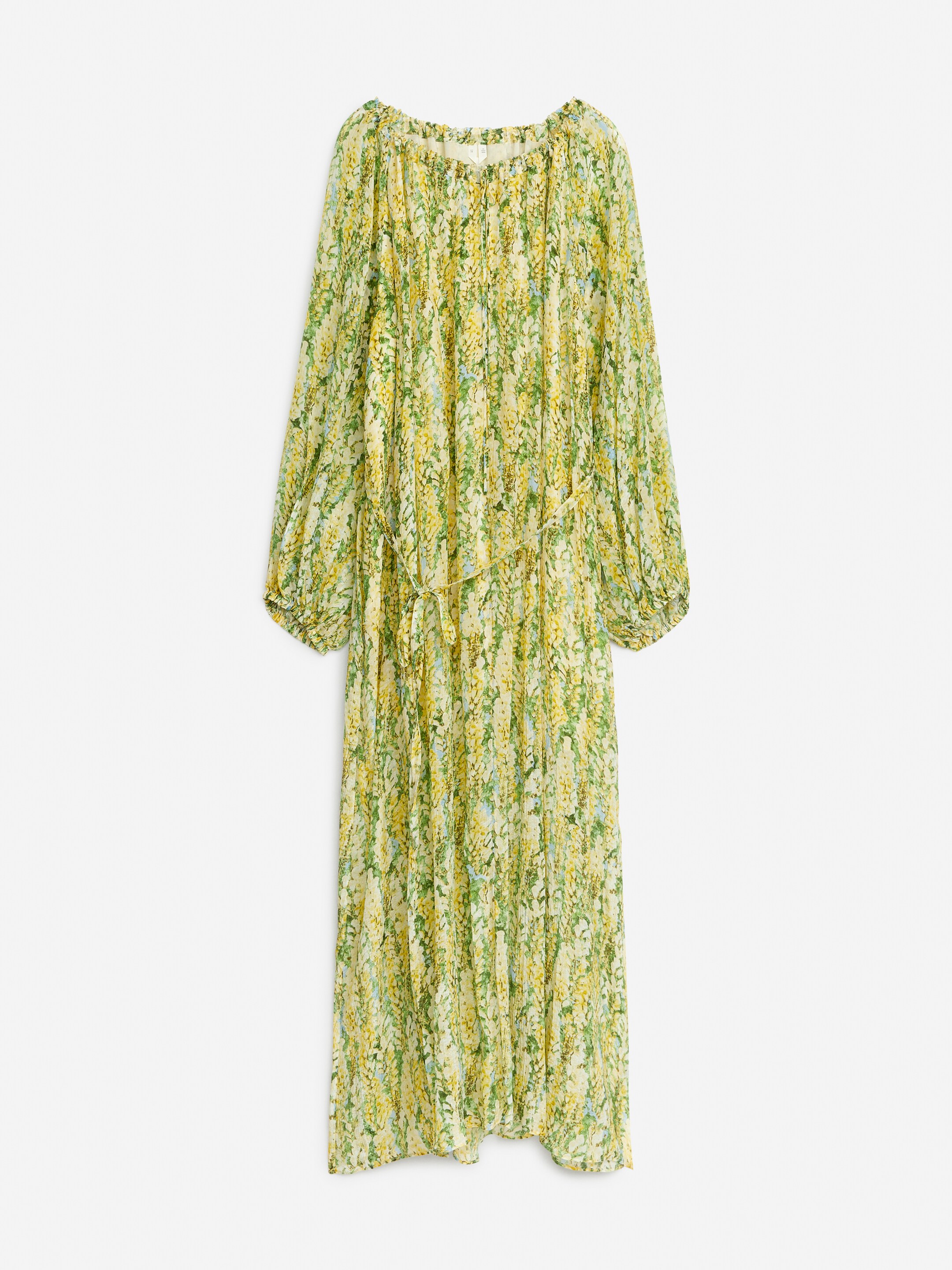 Visa större bild: Maxiklänning med knytband - Gul/grön - DAM | H&M FI 1