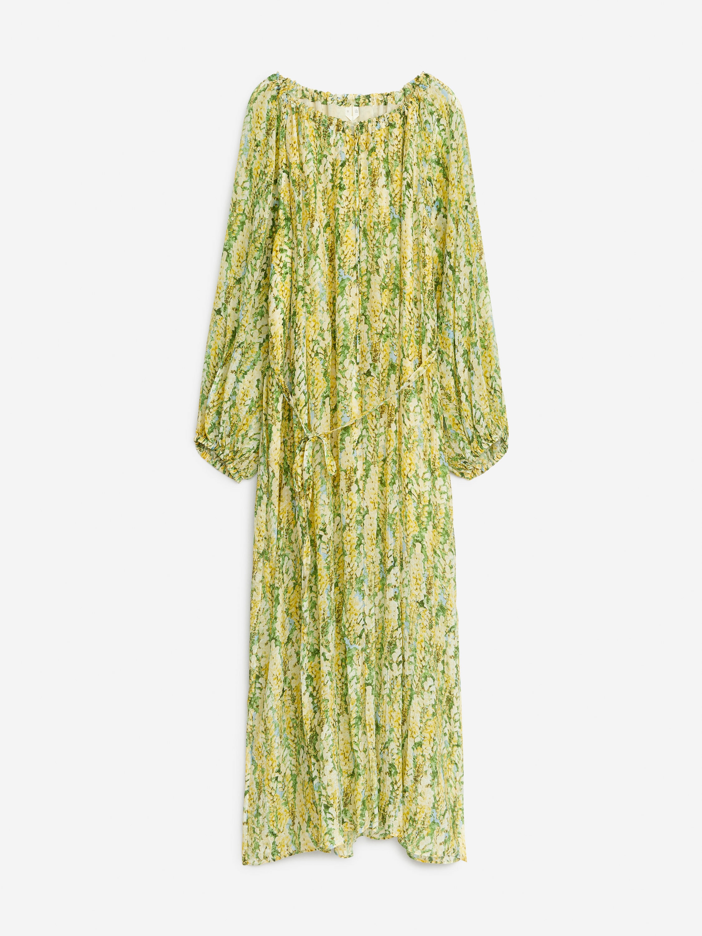 Tie-Neck Maxi Dress-Green-7688