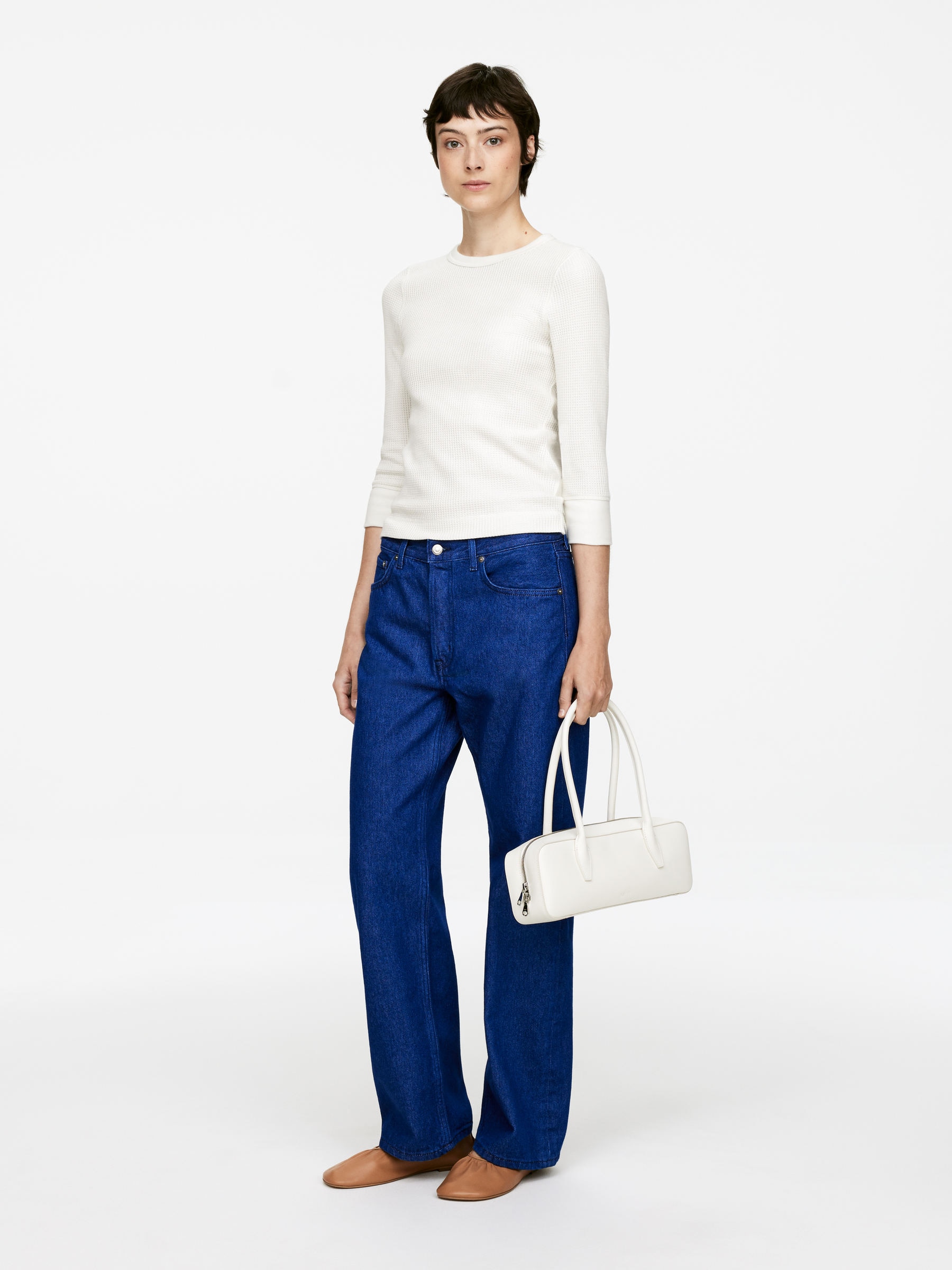 Waffle Jersey Top - Off White - Slim fit - Women - StillMedia/Lookbook - 6