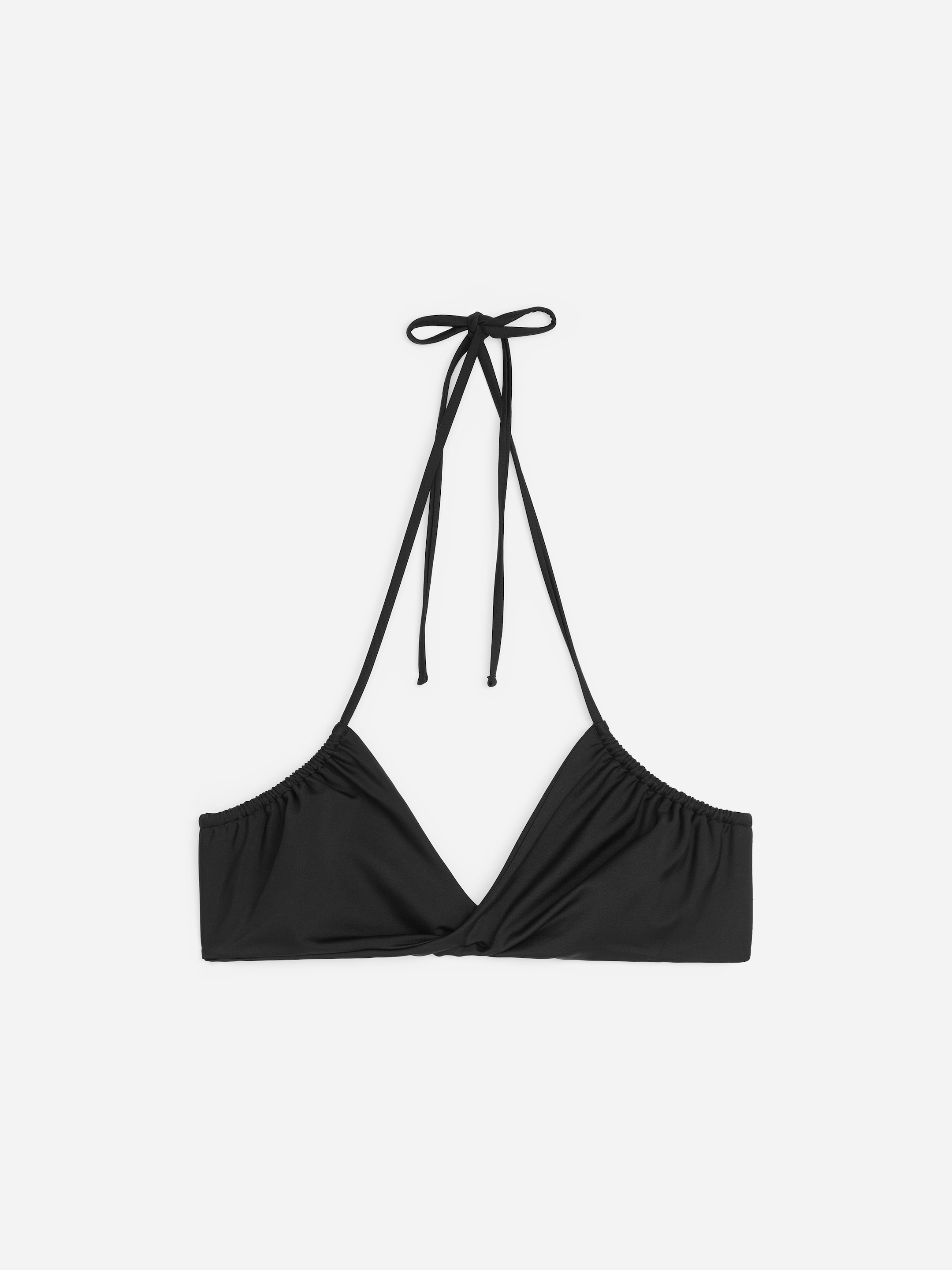 Gathered Triangle Bikini Top-Black-19250