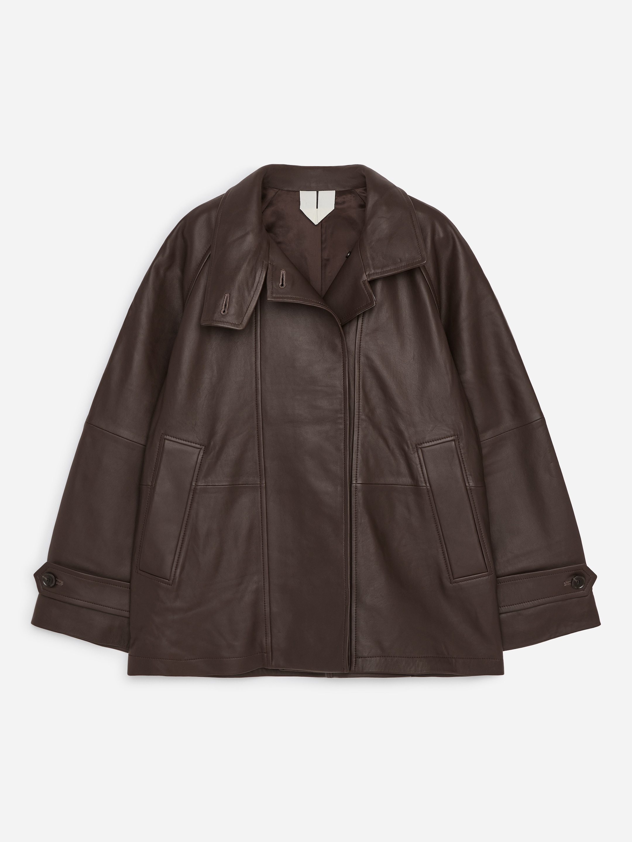 Lockere Lederjacke-#3C2A2B-20410