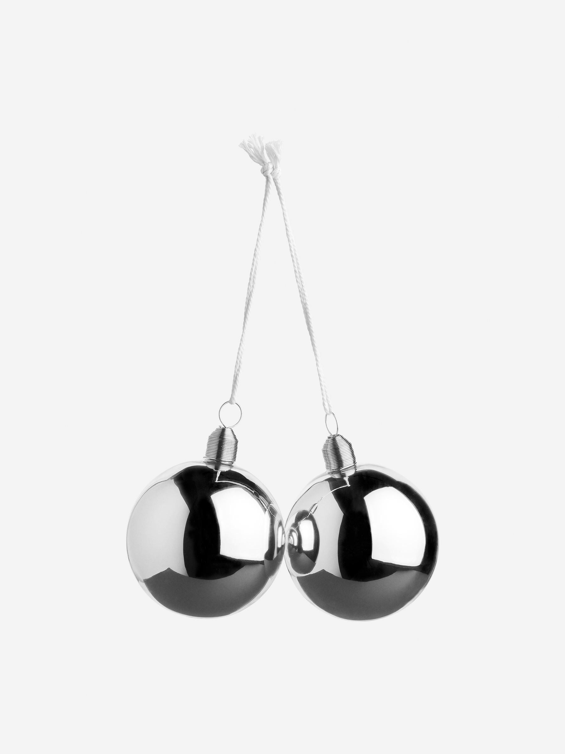 Glass Baubles Set of 2-Silver-coloured-7538