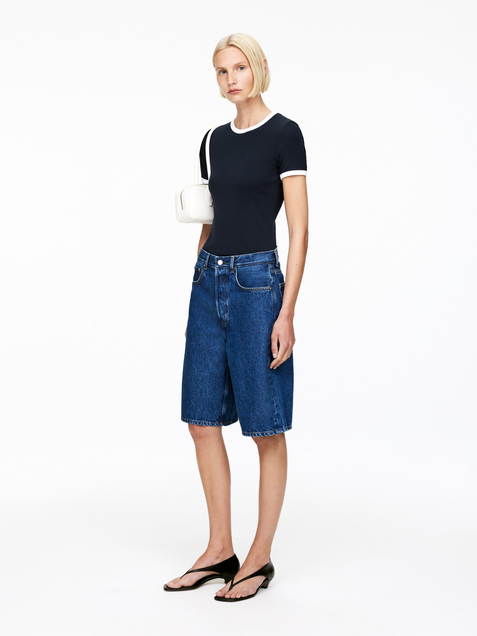 T-shirt a coste - Blu scuro/Bianco/Verde - 3