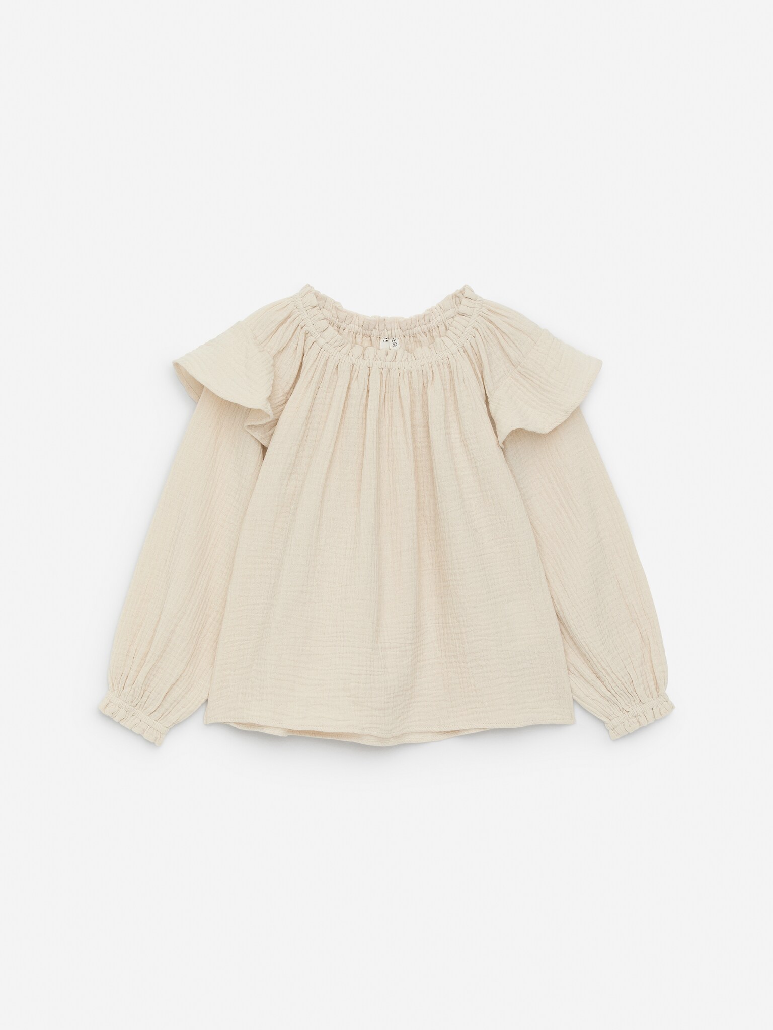 Blusa in mussola con gala - Bianco sporco