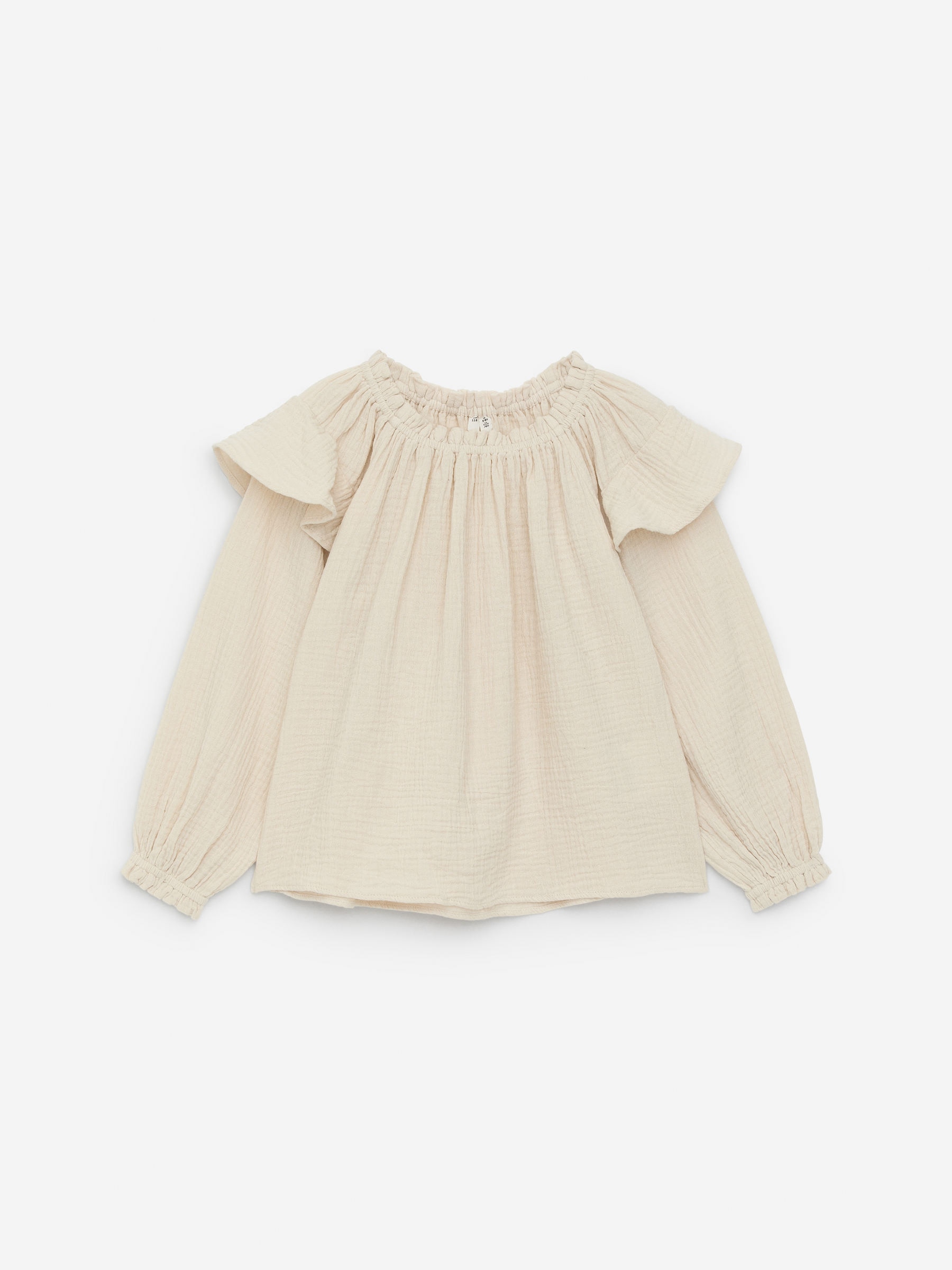 Frill Muslin Blouse-#CEC6B9-16137