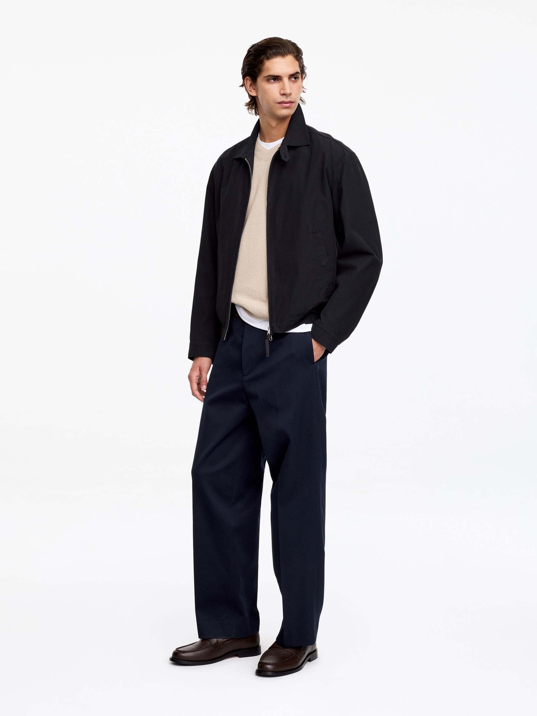Wide Dressed Cotton Trousers - Dark Blue - Loose fit - Men - StillMedia/Lookbook - 4