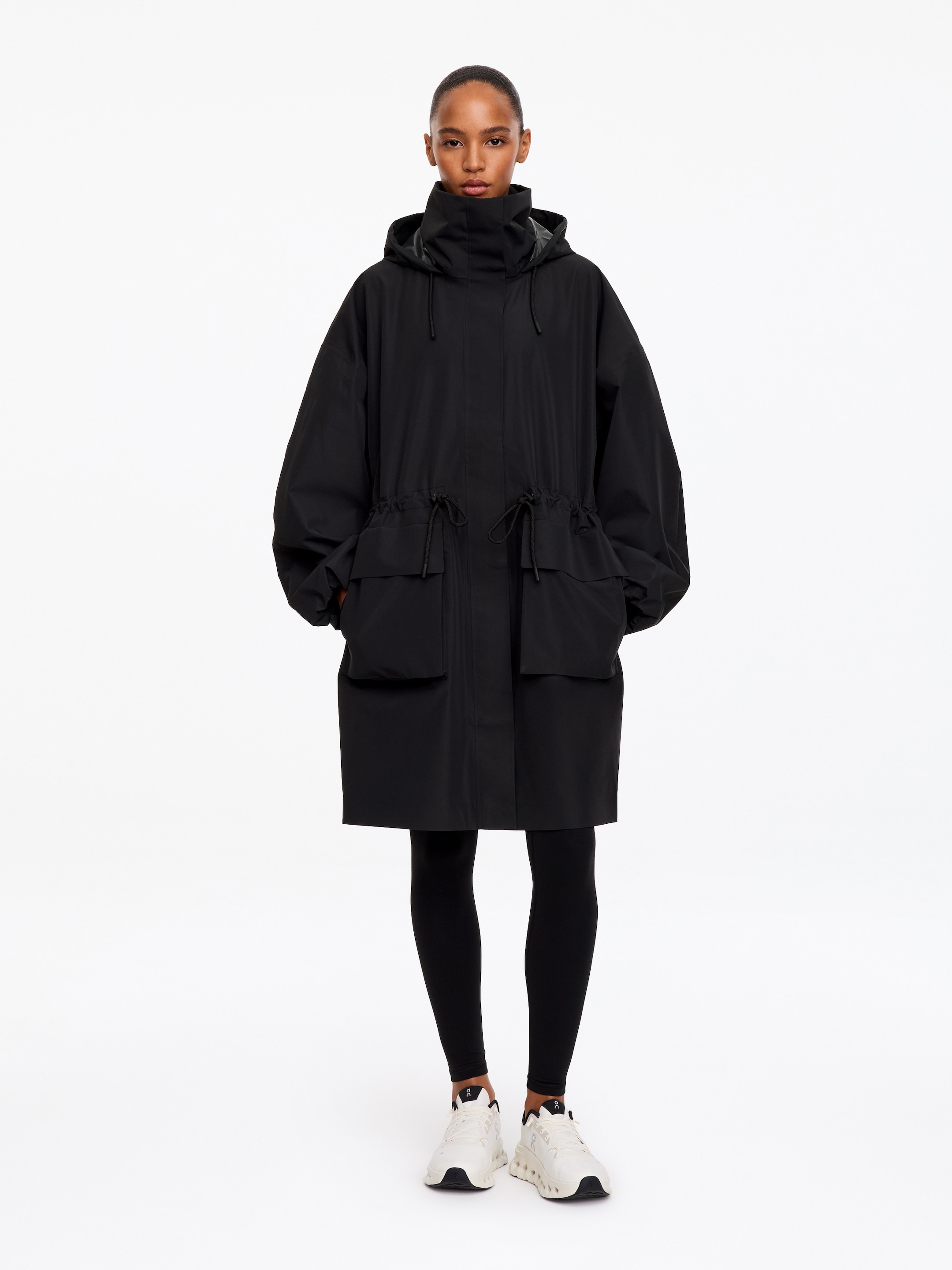 Hooded rain parka-Black-20824