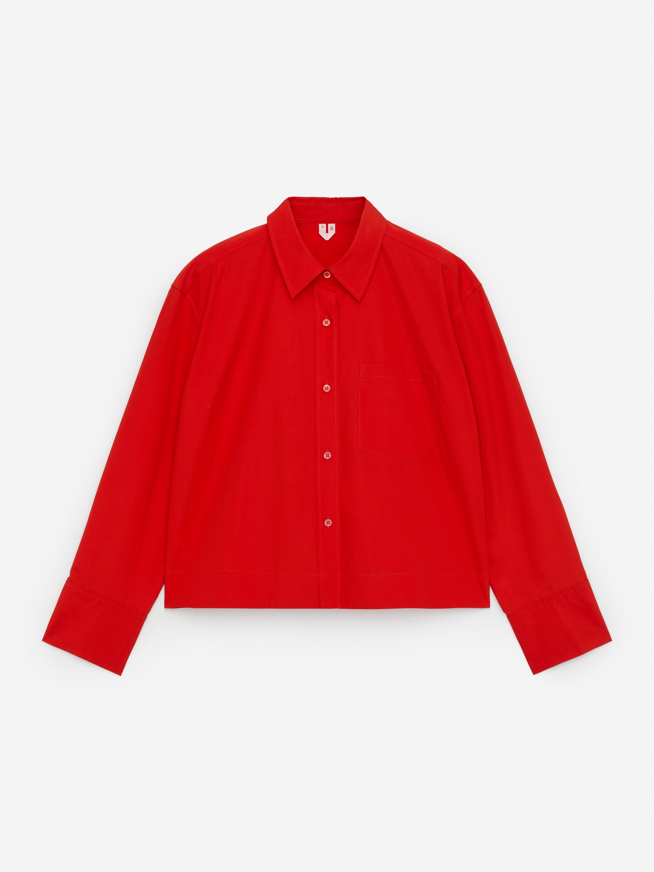 Grotere afbeelding bekijken: Cropped Cotton Shirt - Red - DAMES | H&M BE 5