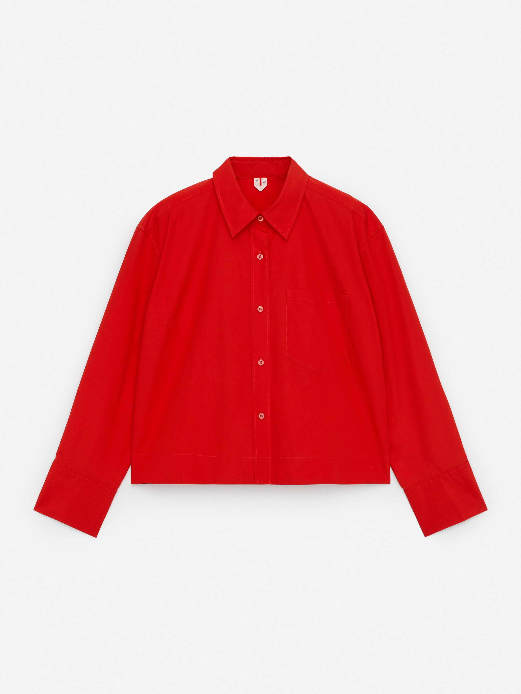 Cropped Cotton Shirt - Red - Regular fit - Women - StillMedia/DescriptiveStillLife - 2