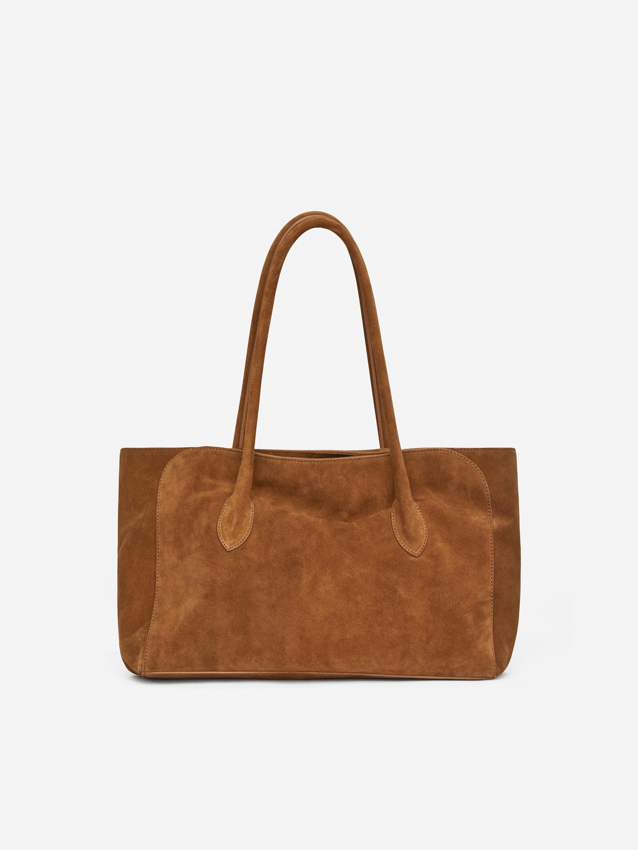 Borsa tote slouchy in pelle crosta scamosciata-#733F1E-16707