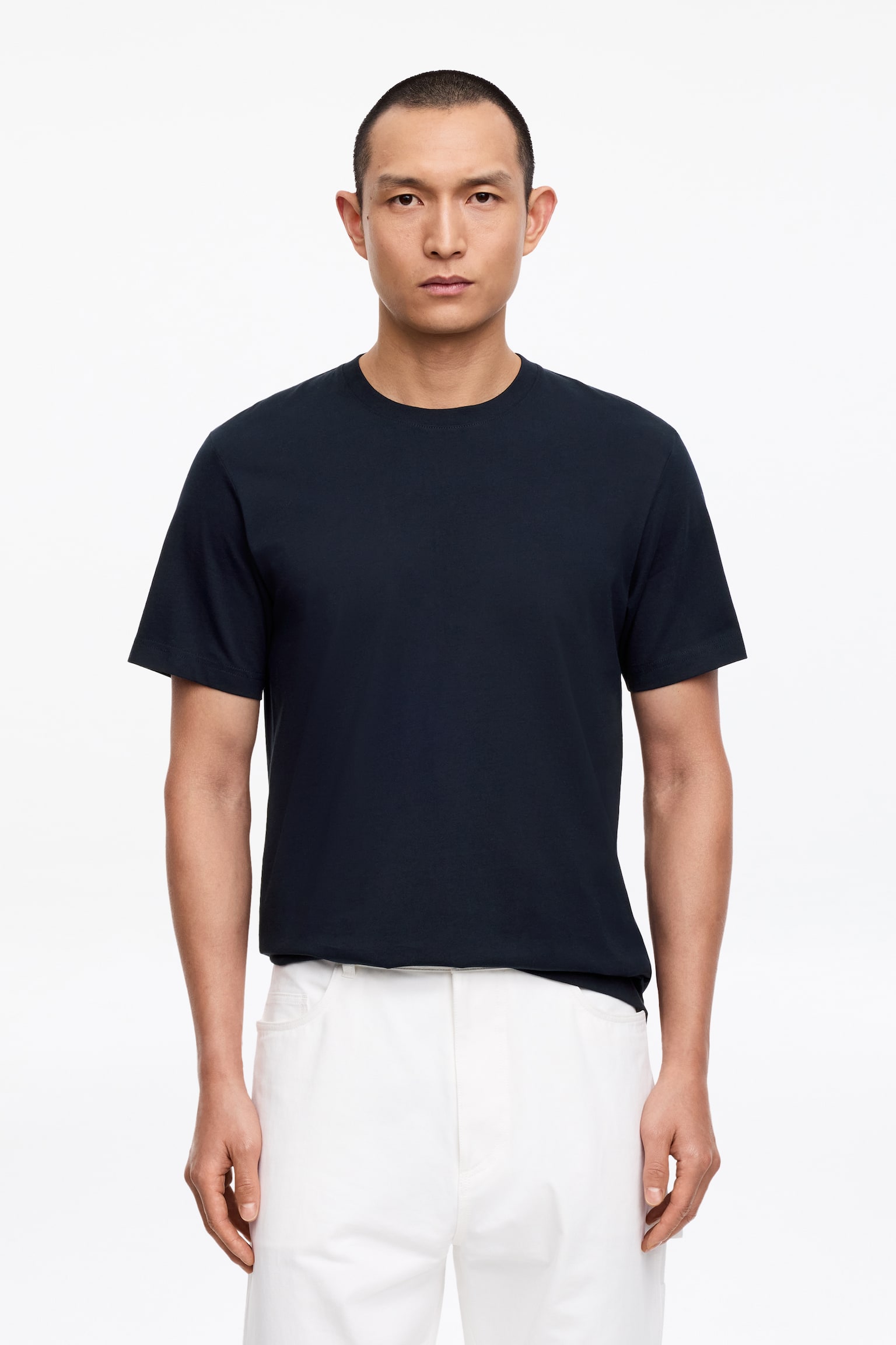 Lekki T-shirt - Ciemnoniebieski/Czarny/Biały/Szary melanż/Ciemnobrązowy/Zielony khaki - 1