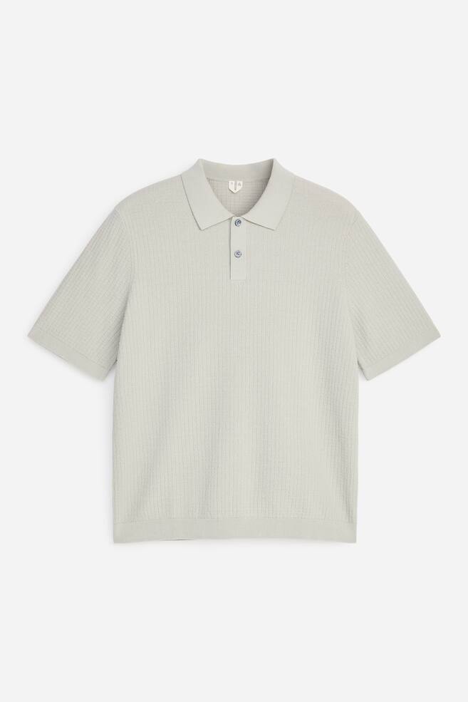 Polo in cotone con lavorazione a maglia - Verde polvere/Nero/Blu scuro - 1