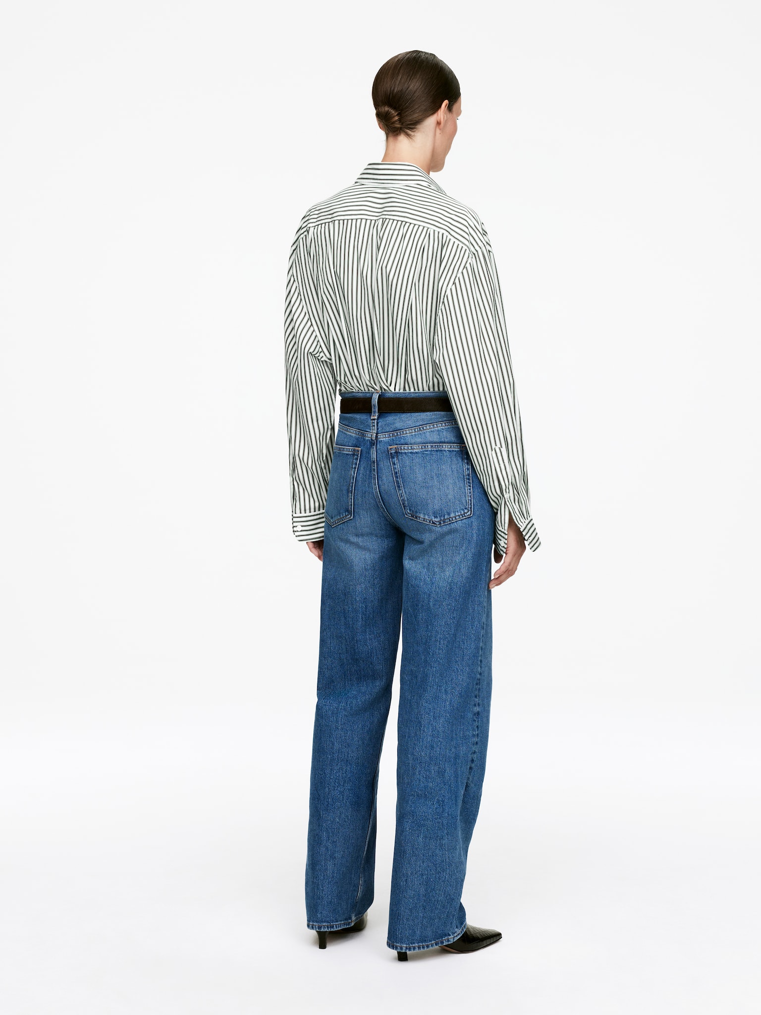 Oversized Cotton Shirt - Green/White/White - 3