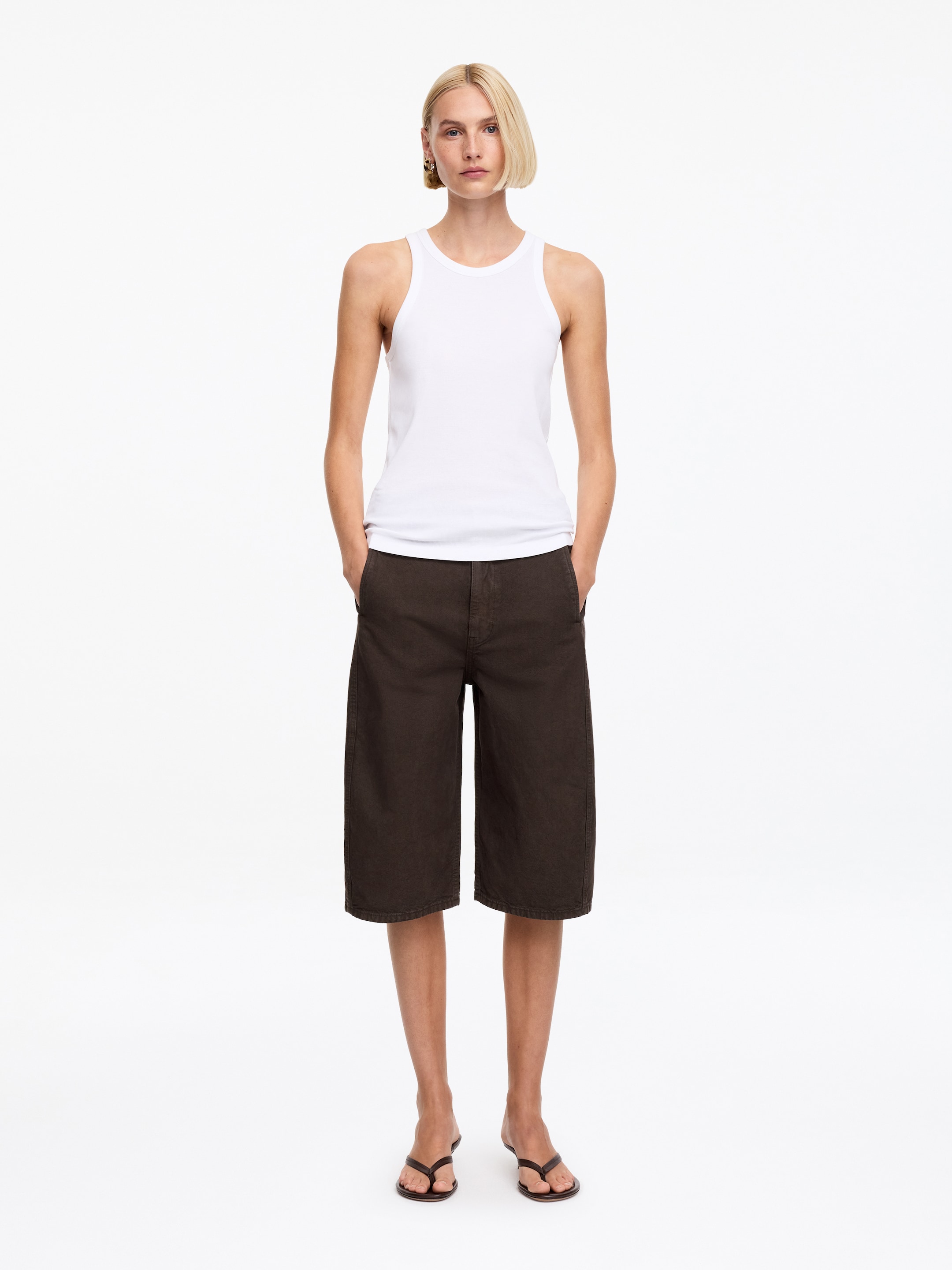 Barrel leg shorts-#3C2A2B-19014