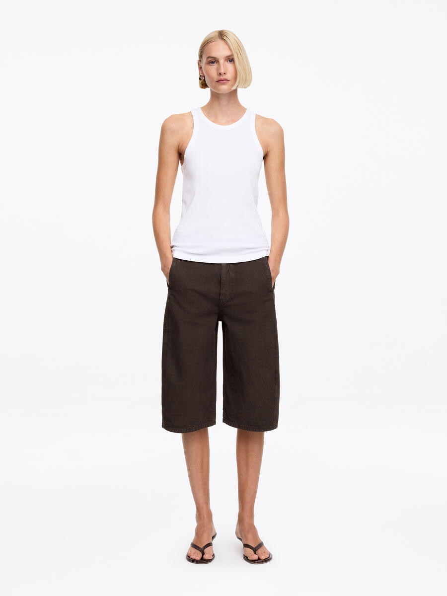 ARKET Women's  Barrel-Leg Canvas Shorts Brown,  size 34