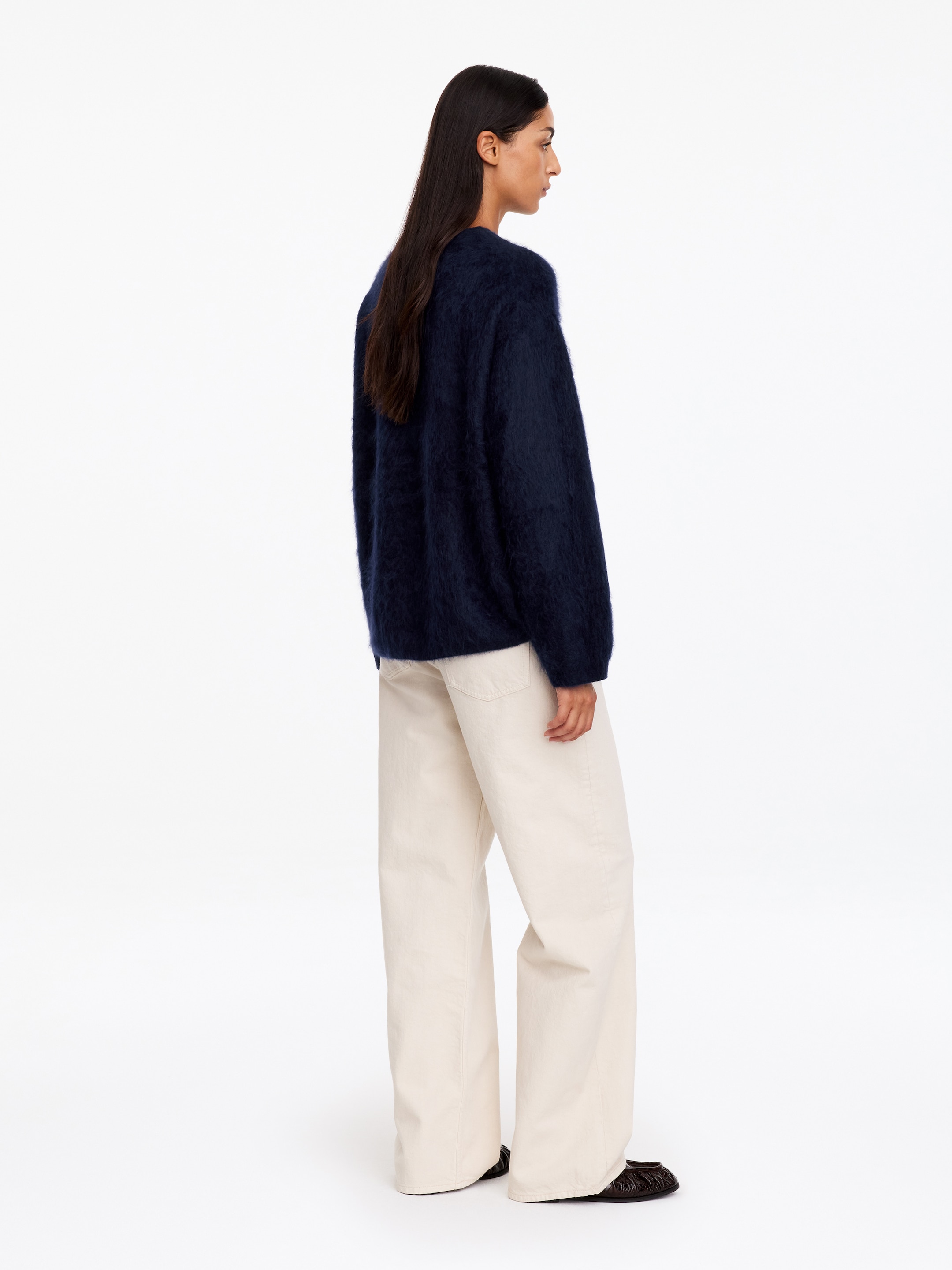 Jersey de cachemir cepillado​ - Azul oscuro - Corte holgado - women - StillMedia/Lookbook - 4