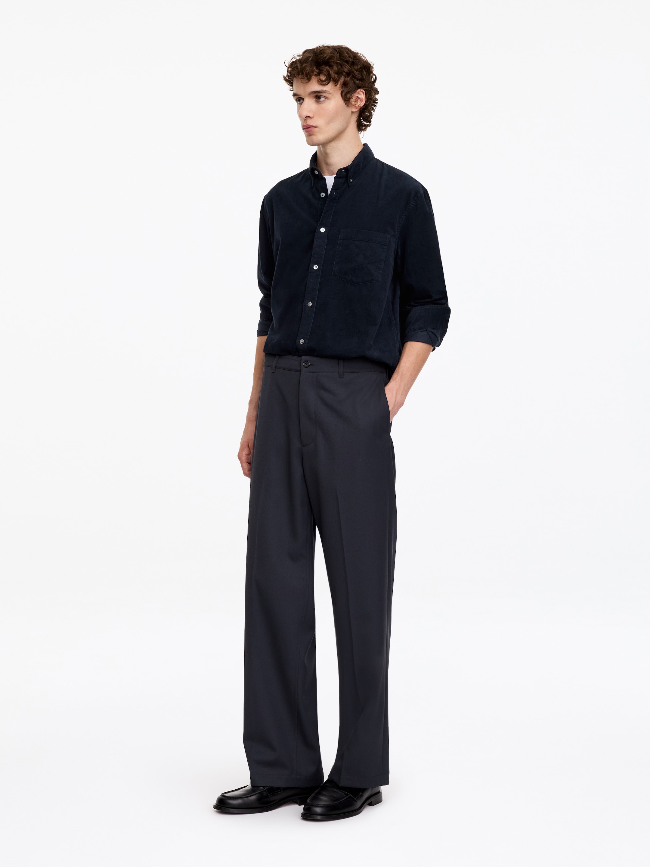 Needlecord Cotton Shirt - Navy - Regular fit - men - StillMedia/Lookbook - 3