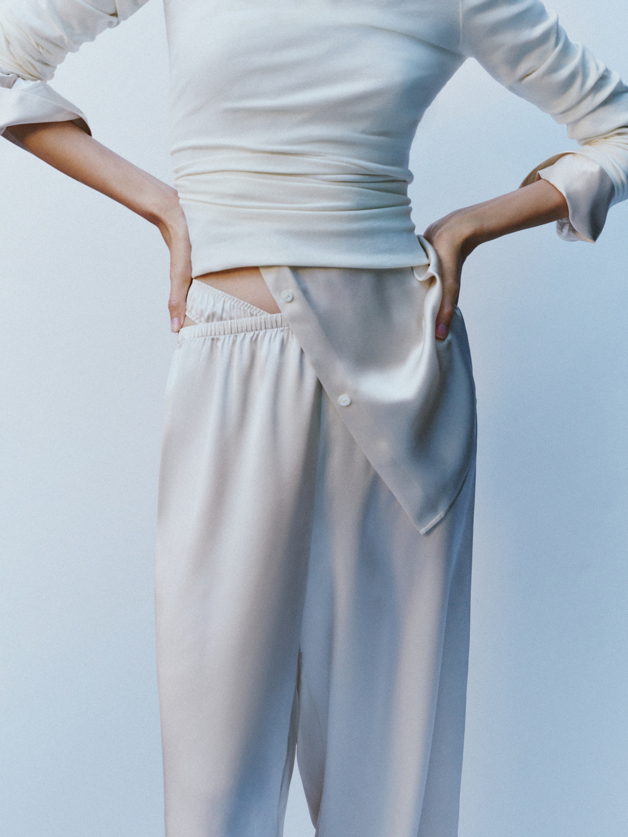 Sheer Rib Long-Sleeve Top - Off-white - Slim fit - women - StillMedia/Environmental - 1