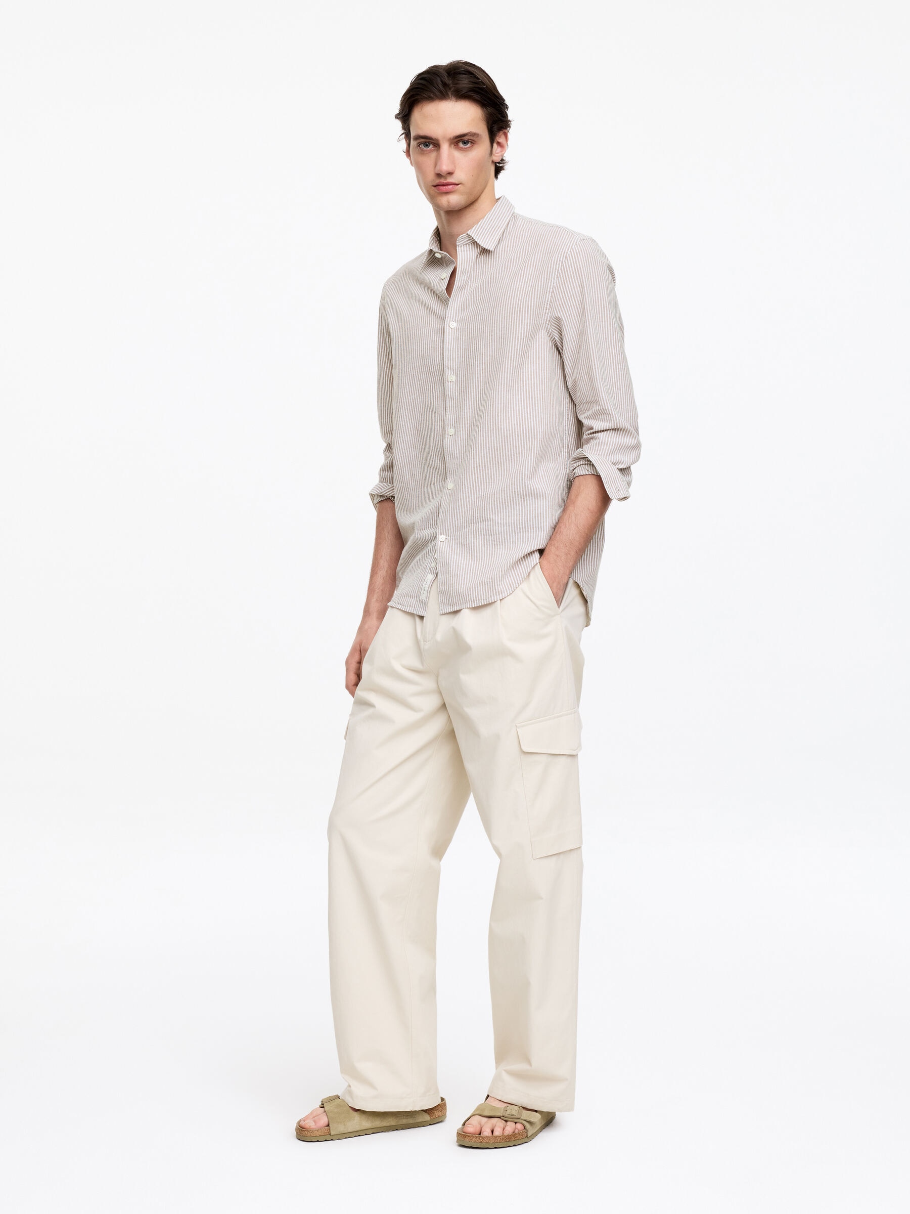 Cotton Blend Shirt - Brown/White - Regular fit - Men - StillMedia/Lookbook - 2