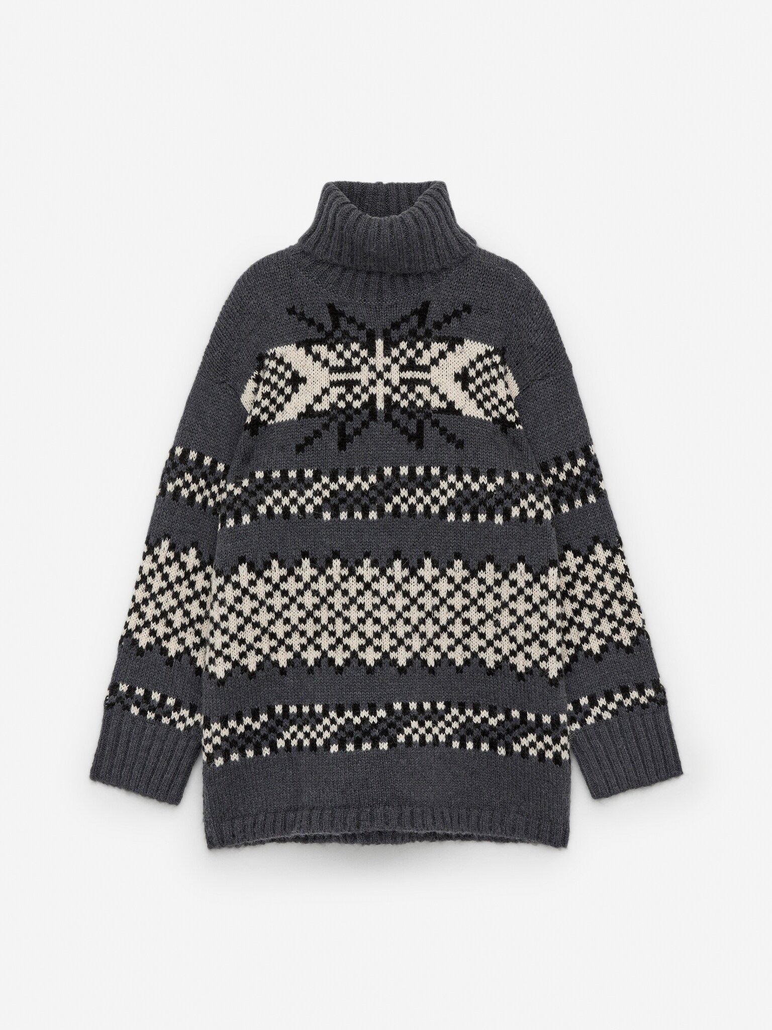 Jacquard-Pullover aus Alpakawolle - Grau