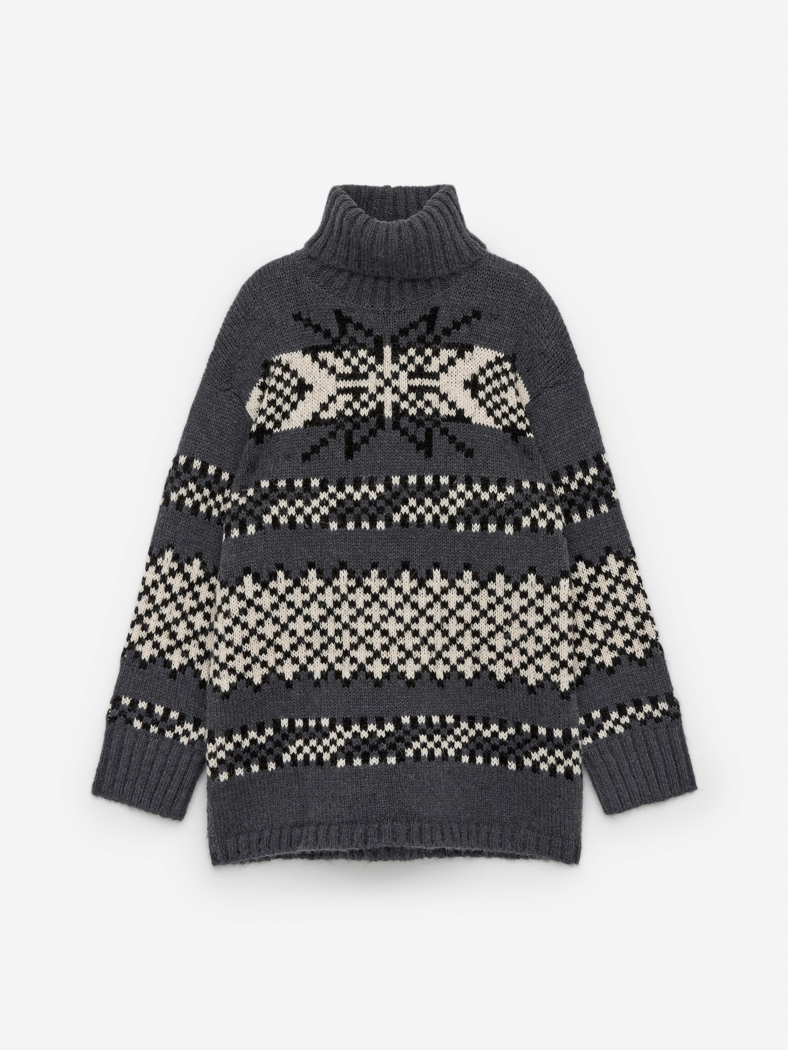 Jacquard-Pullover aus Alpakawolle - Grau