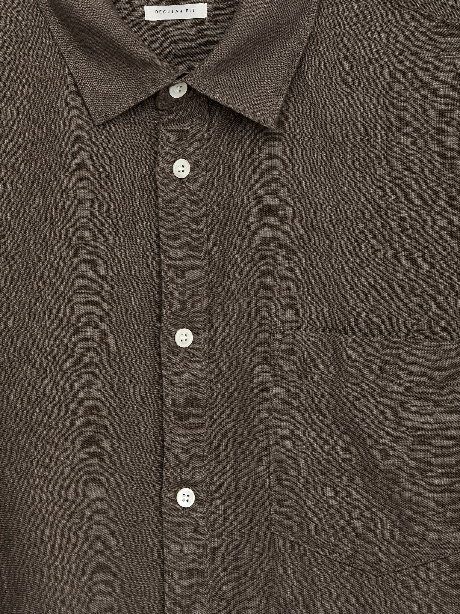 Chemise en lin de coupe classique - Marron/Beige/Bleu foncé/Bleu/Blanc/Vert foncé/Vert poudré/Blanc cassé - 4