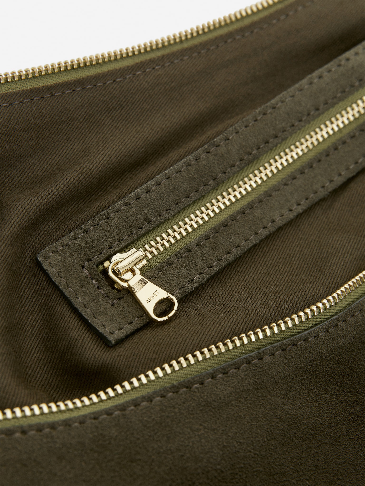 Sac en daim incurvé - Vert kaki/Marron - 2