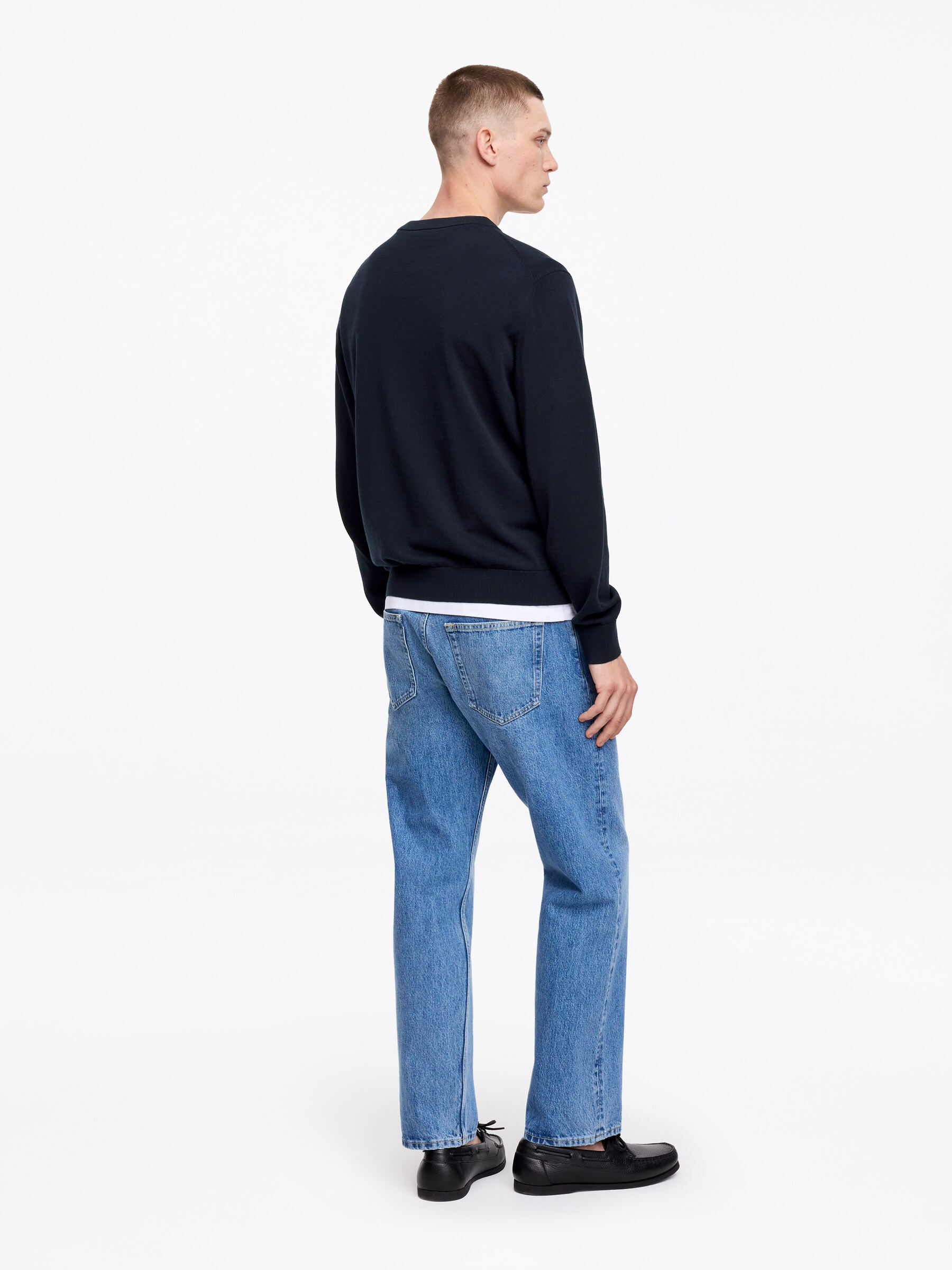 Lightweight Cotton Crewneck Jumper - Dunkelblau - Regular Fit - Herren - StillMedia/Lookbook - 3