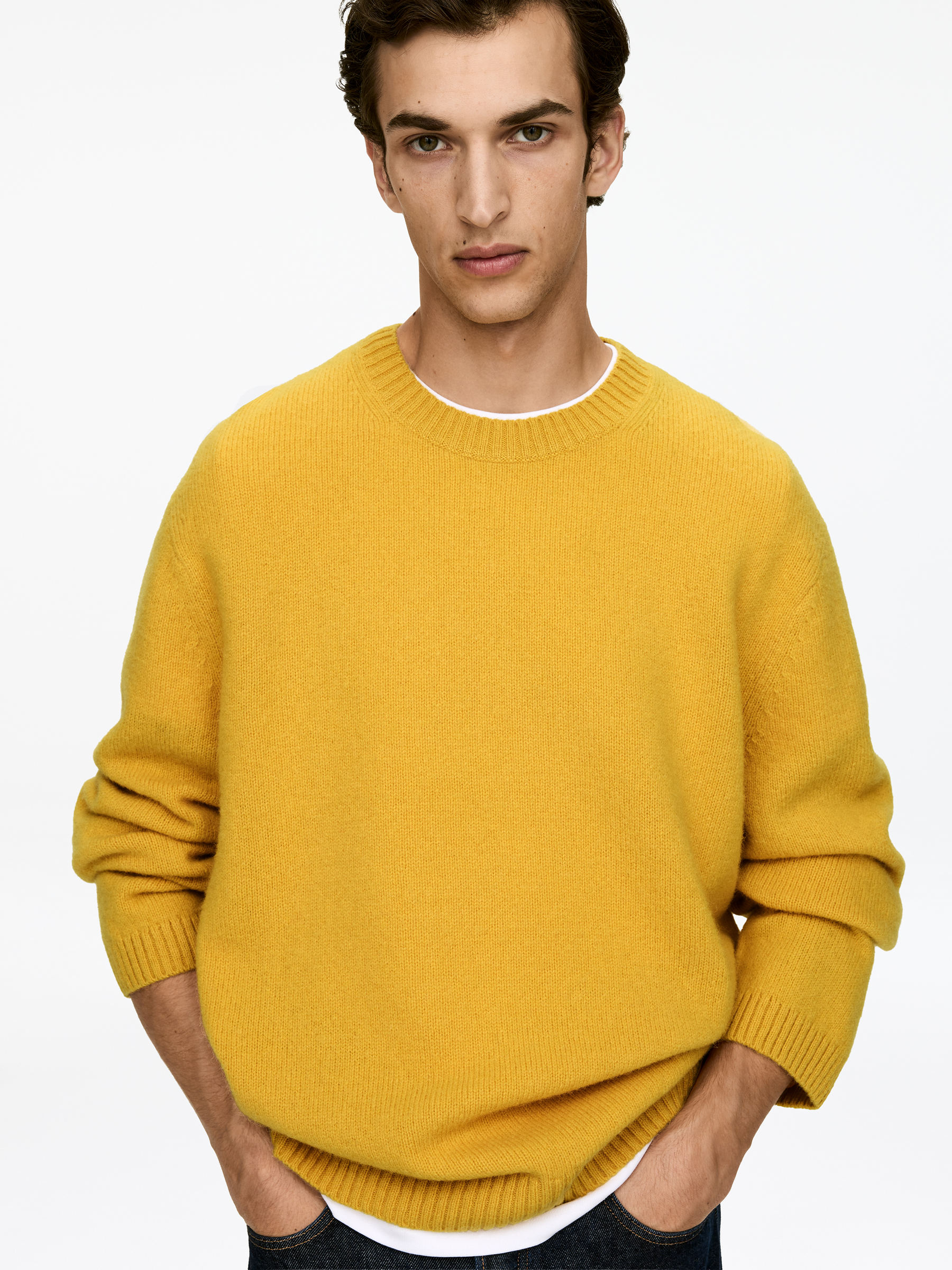 Pull en laine à col rond - Jaune - Regular fit - Homme - StillMedia/Lookbook - 4