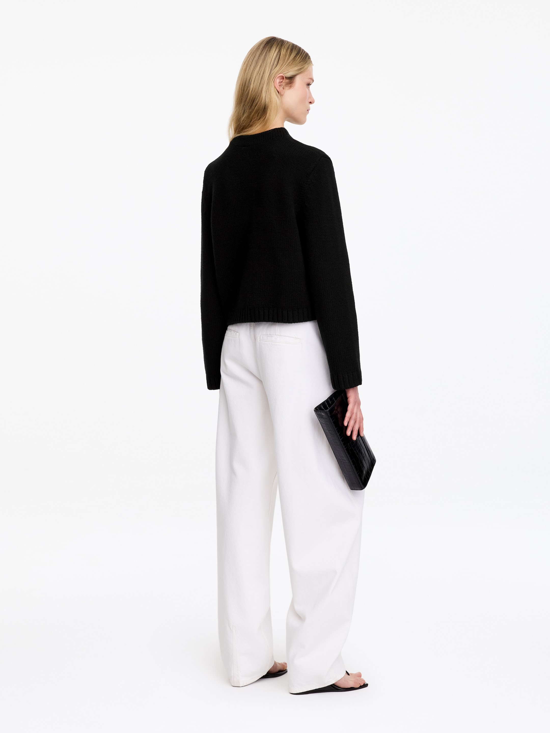 Cardigan in lana con collo a lupetto - Nero - Regular fit - women - StillMedia/Lookbook - 2