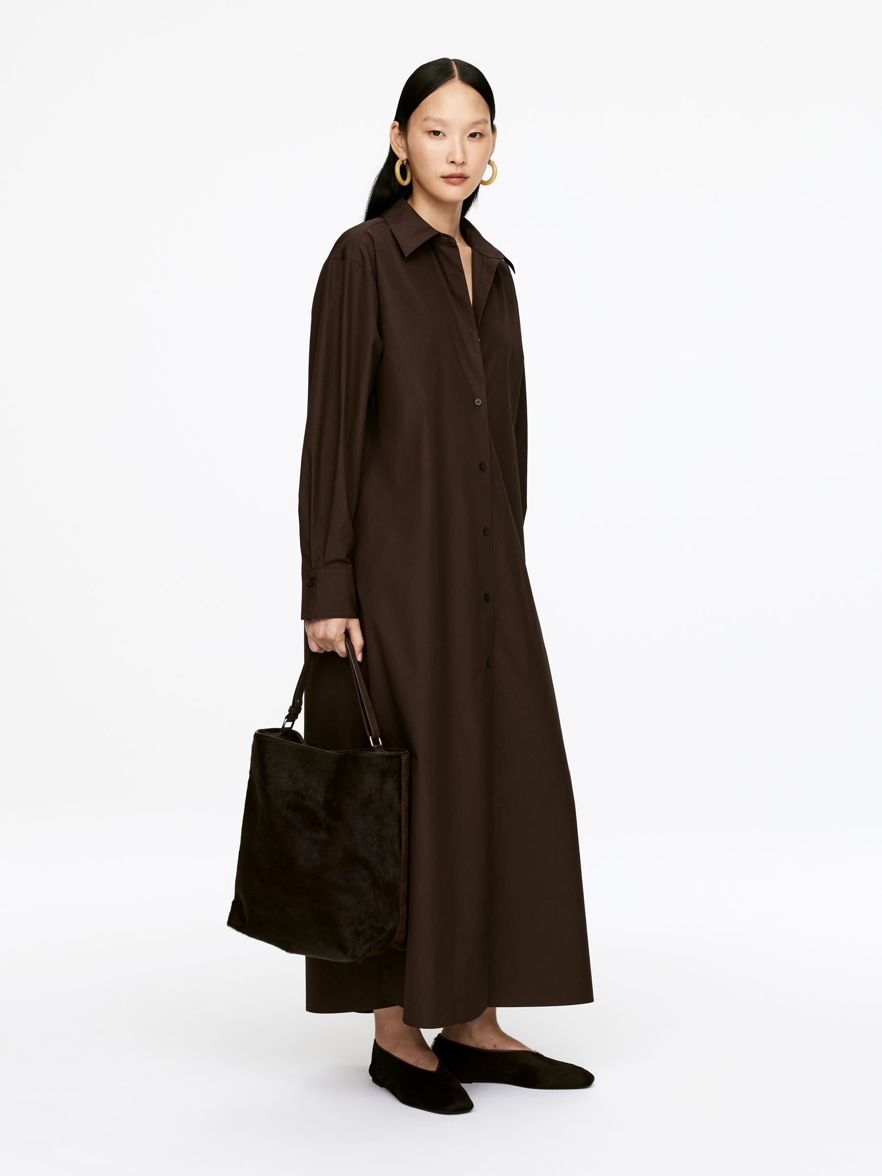 Oversized Shirt Dress - Dark Brown - Oversized - Women - StillMedia/Lookbook - 6