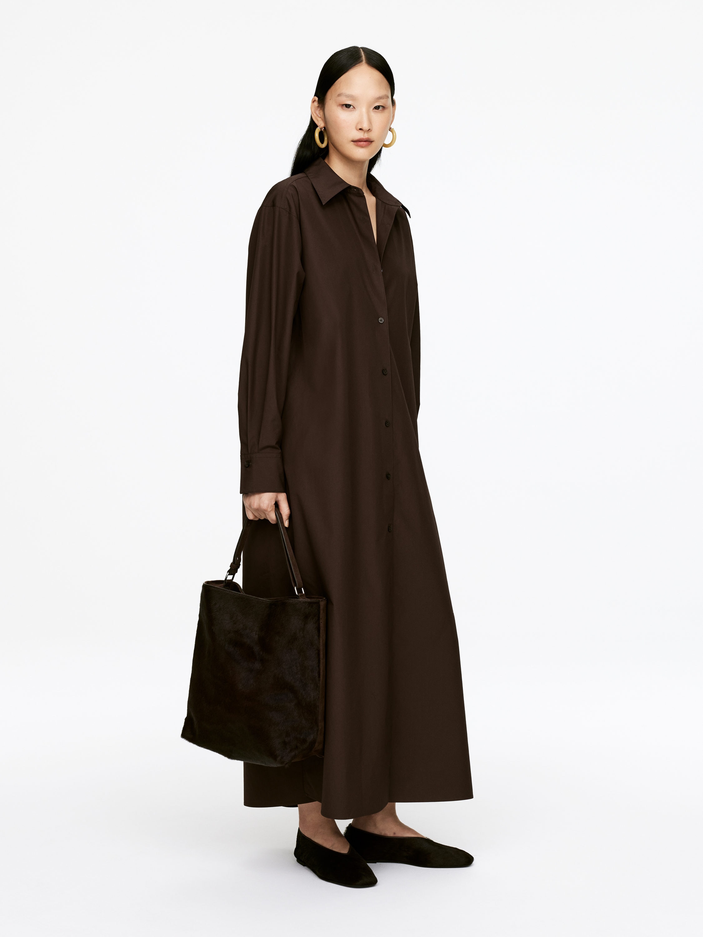 Oversized Shirt Dress - Dark Brown - Oversized - Women - StillMedia/Lookbook - 6