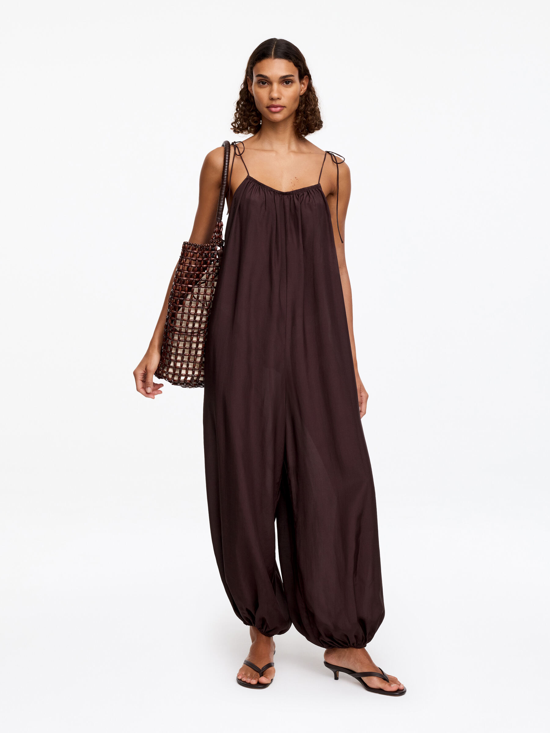 Lyocell Blend Jumpsuit-#3C2A2B-19260