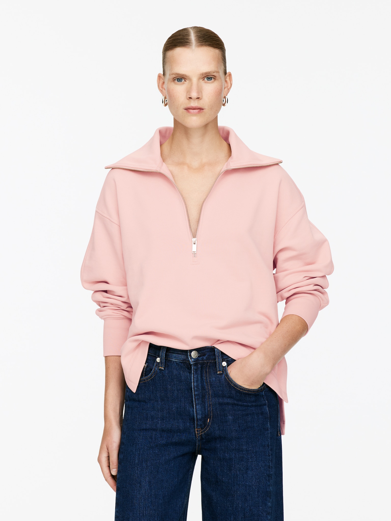 Bluza z zamkiem błyskawicznym - Brzoskwiniowy