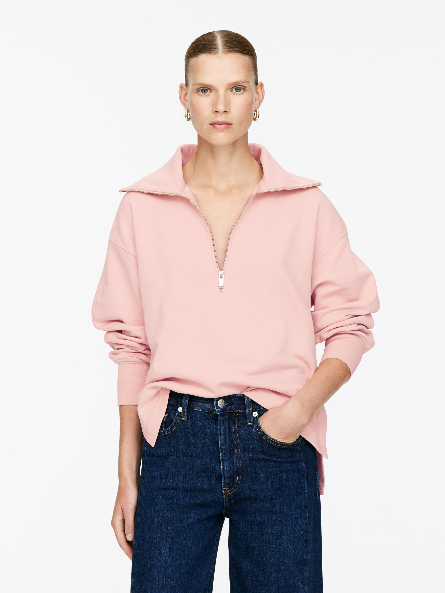 Half-Zip Sweatshirt-#CDB8B1-16733