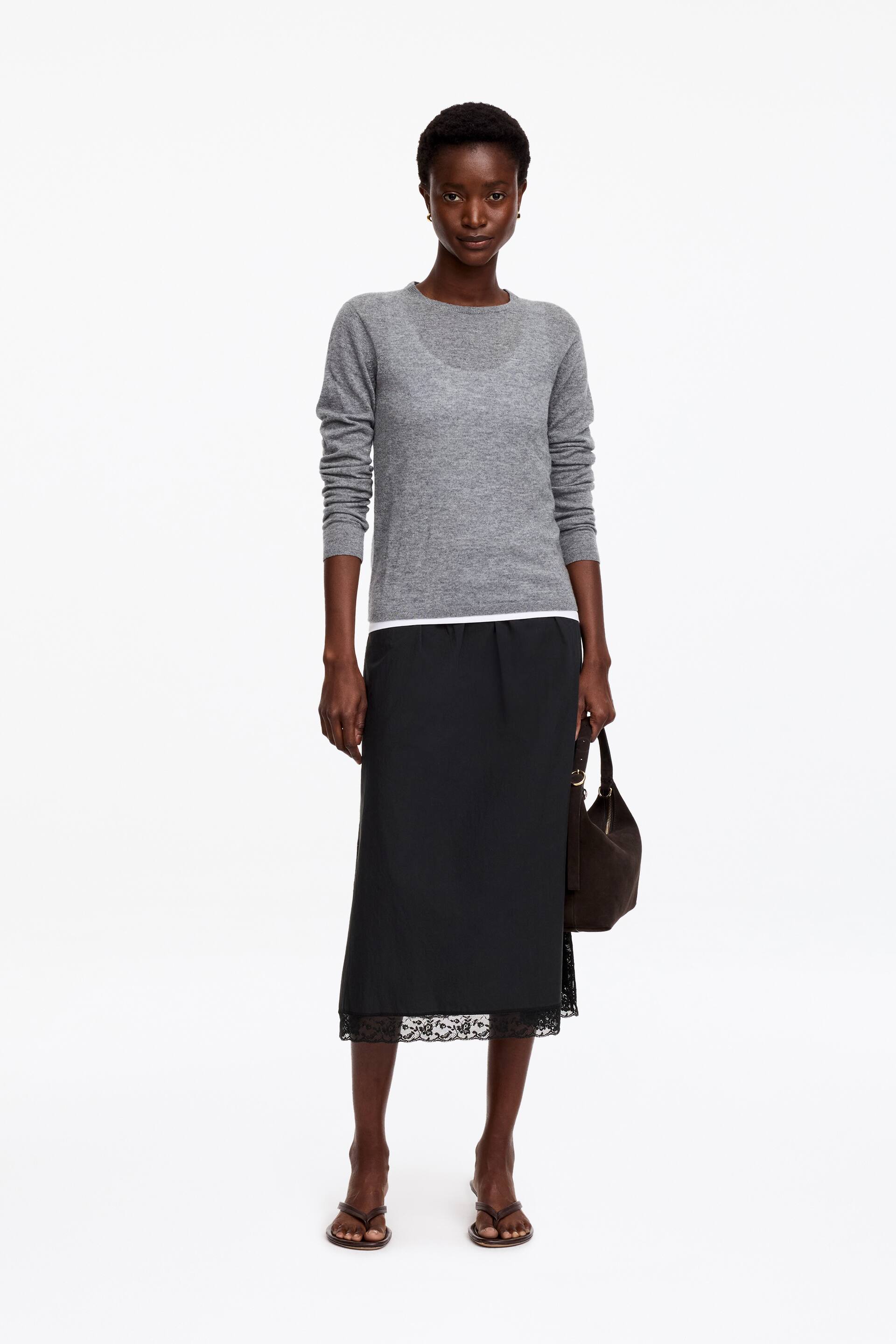 Grotere afbeelding bekijken: Rok met kanten kant - Zwart - DAMES | H&M NL 1