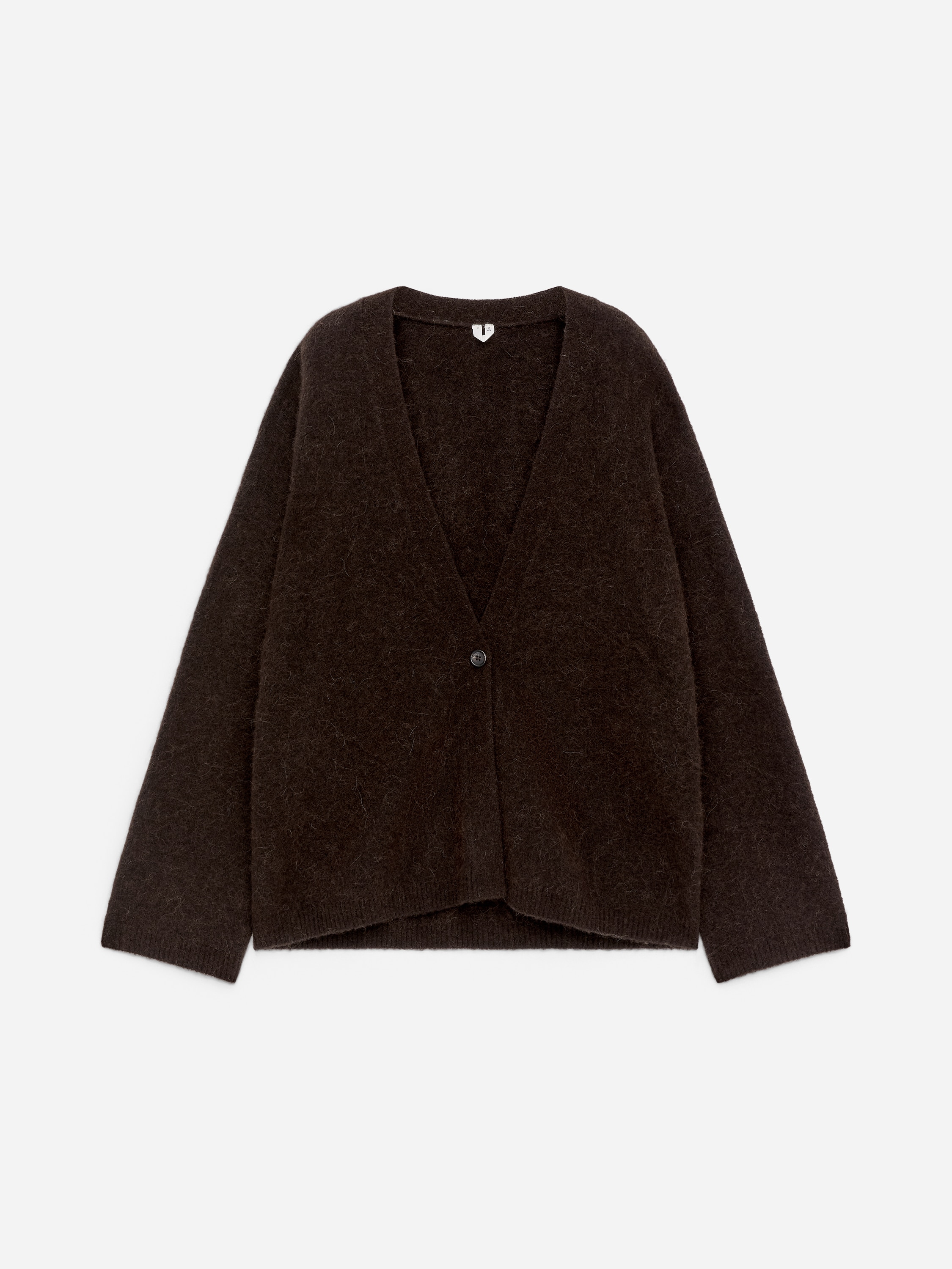 Cardigan in misto alpaca e lana - Dark Brown/Bianco sporco