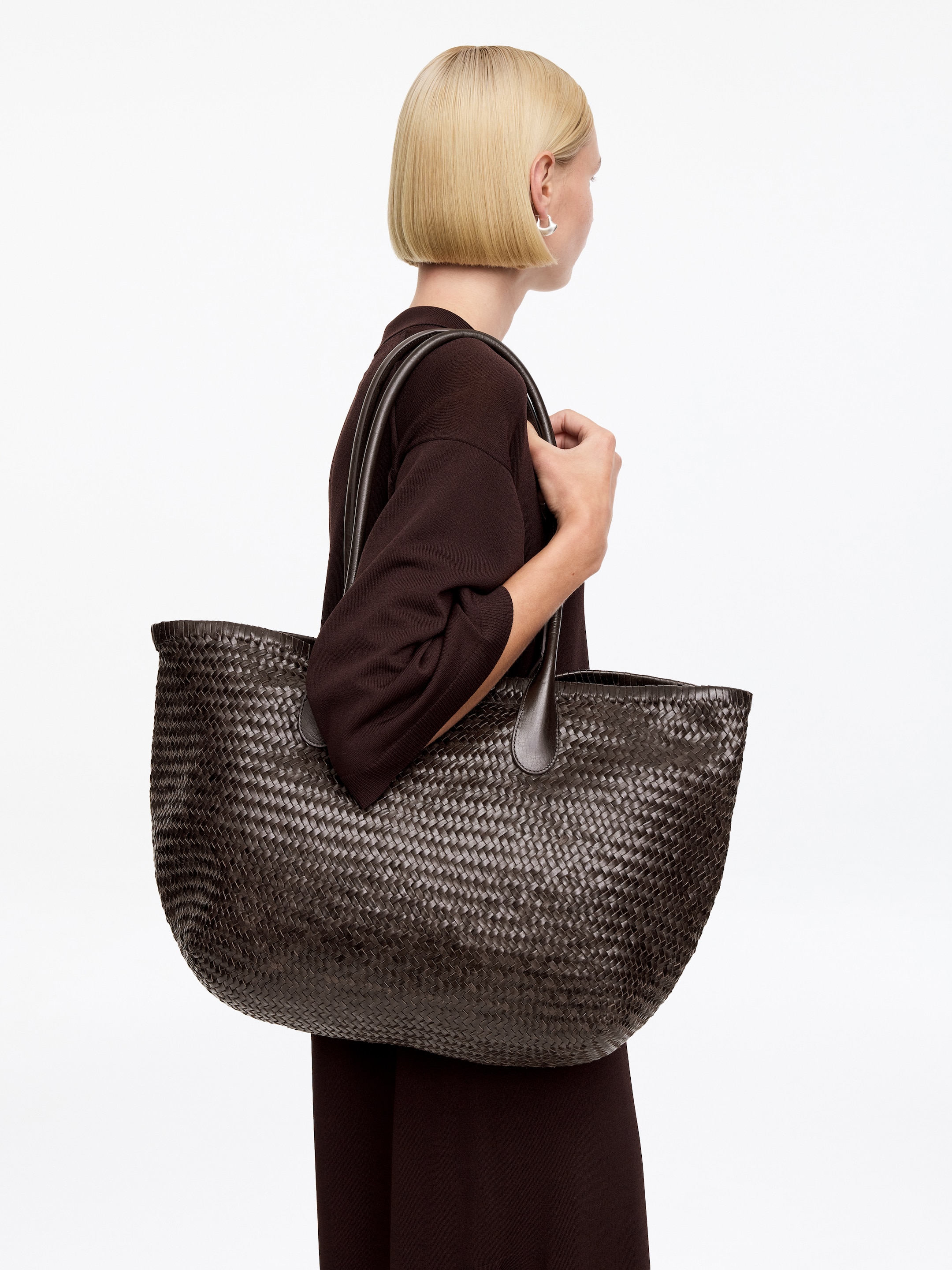 Woven Leather Tote - Dark Brown - Women - StillMedia/Lookbook - 5