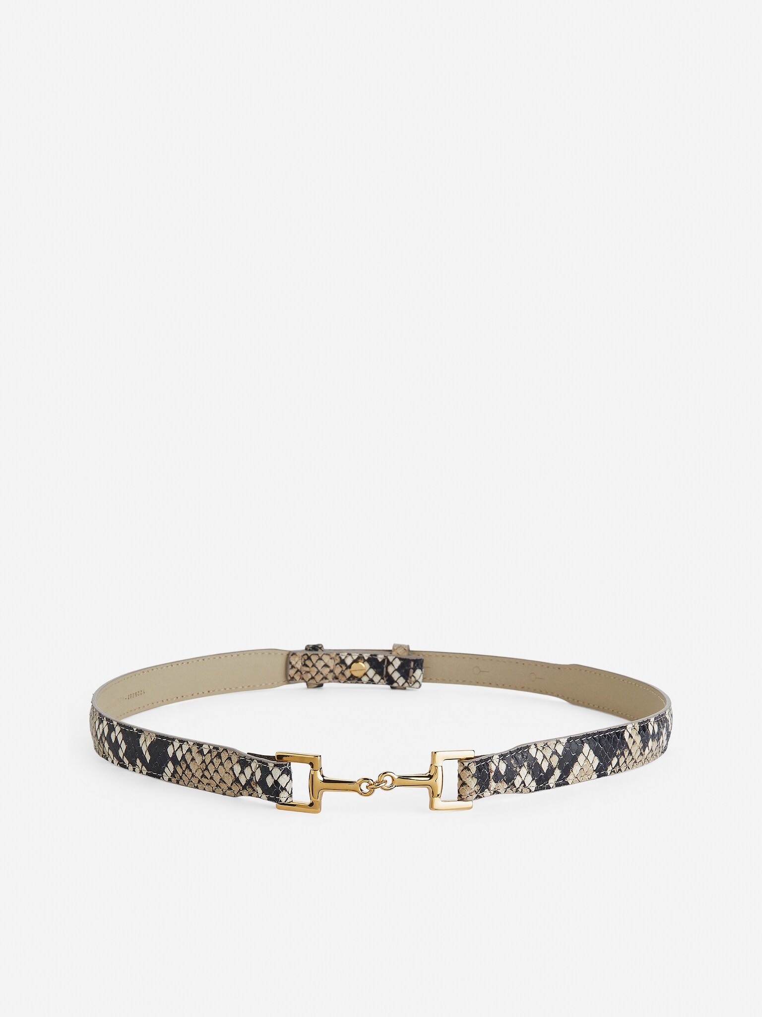 Ceinture en cuir avec boucle mors - Marron/Serpent - 1