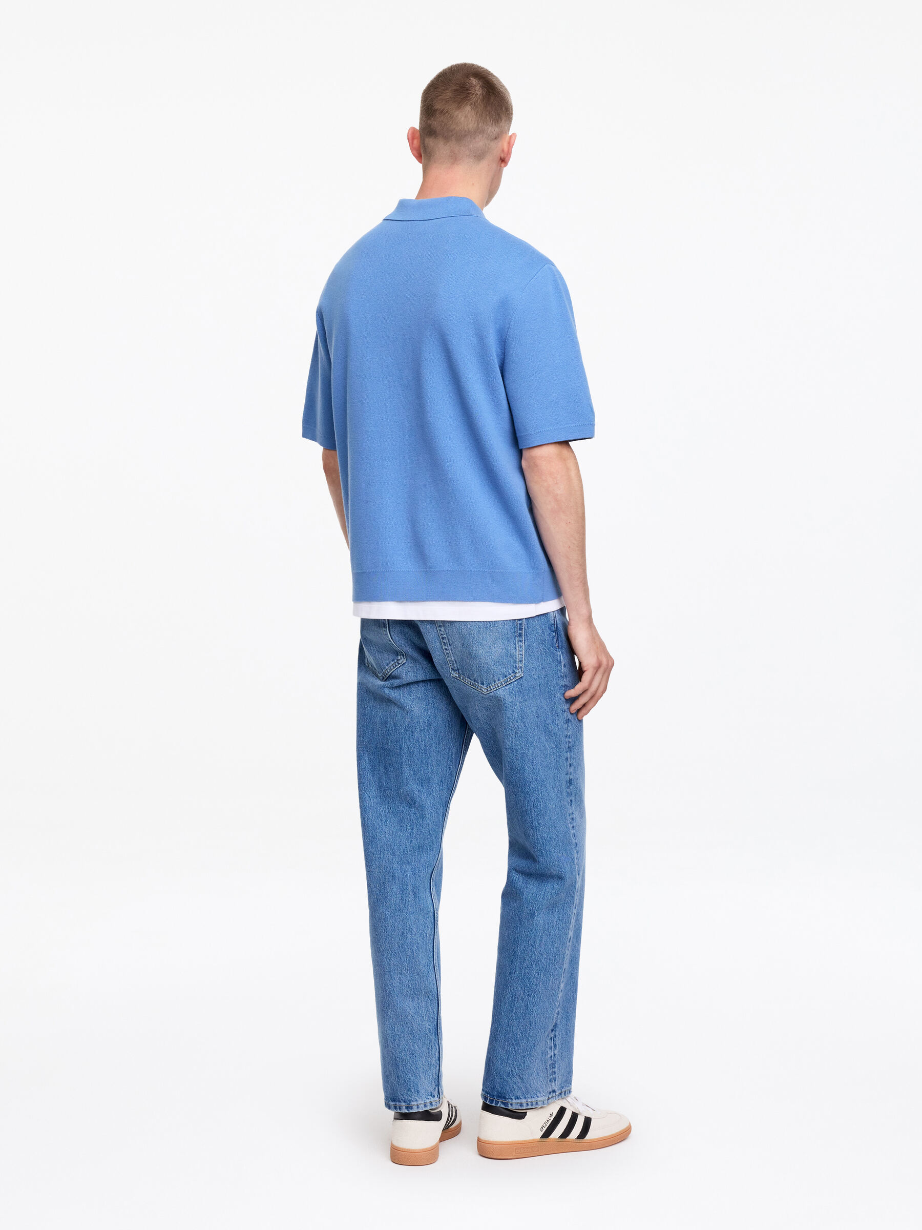 Polo en maille fine - Bleu moyen - Relaxed fit - Homme - StillMedia/Lookbook - 2