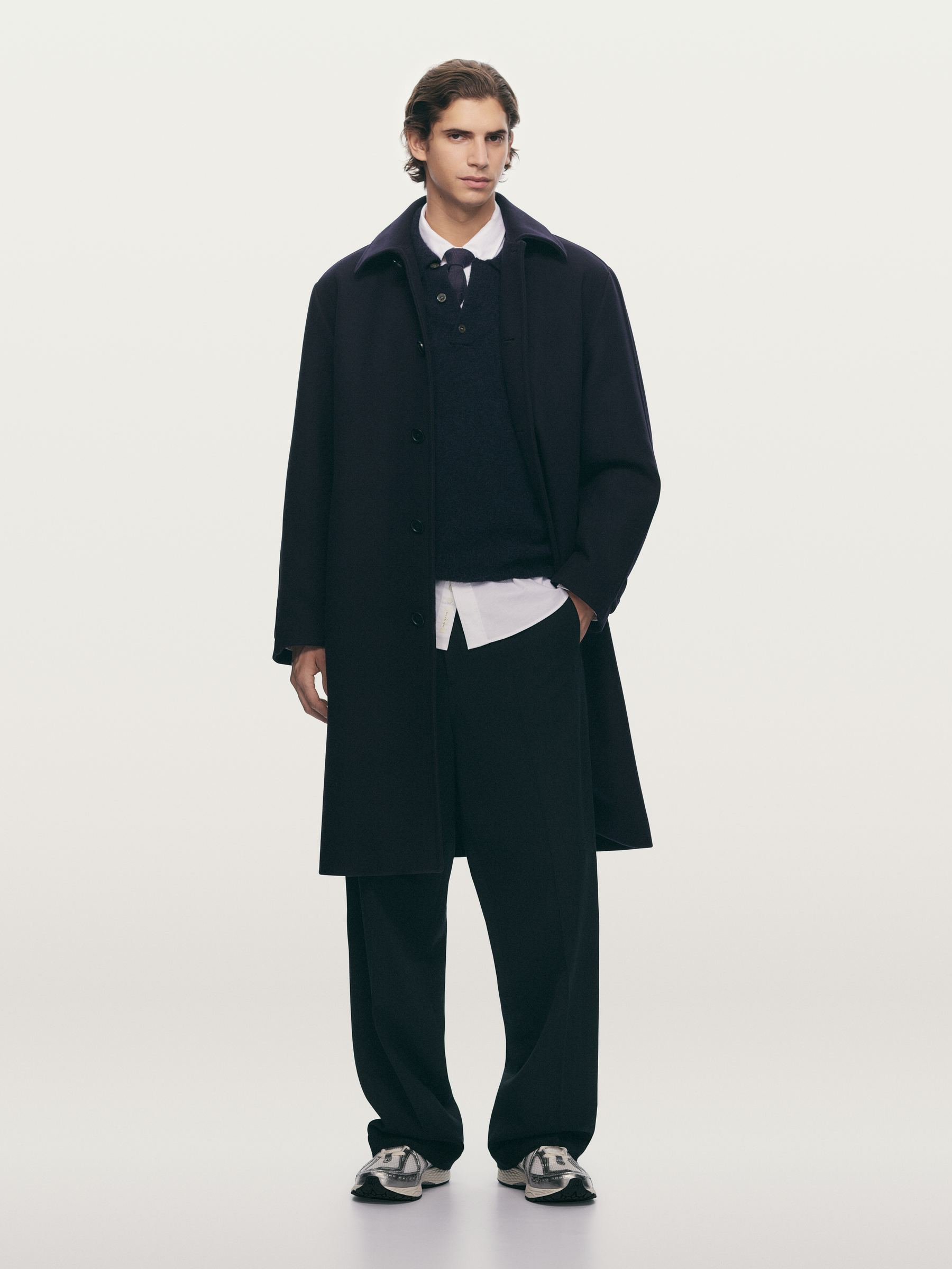 Alpaca Wool Blend Polo Shirt - Dark Blue - Loose fit - Men - StillMedia/Environmental - 1