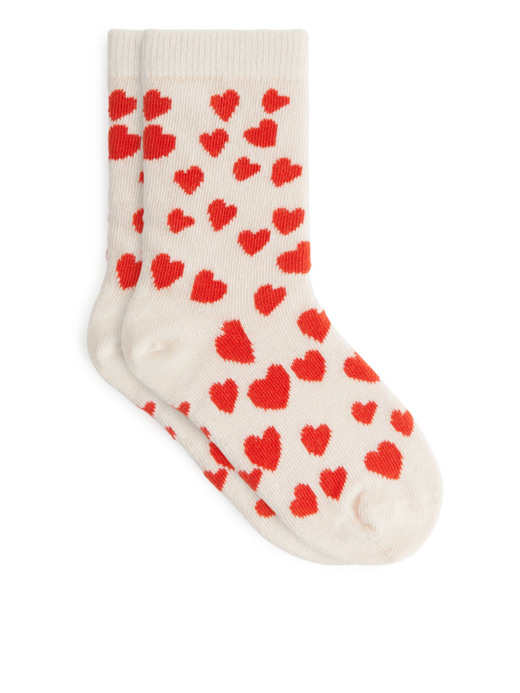 Jacquard-Socken, 2er-Pack - Cremeweiß/hellrot - Kinder - StillMedia/DescriptiveStillLife - 1