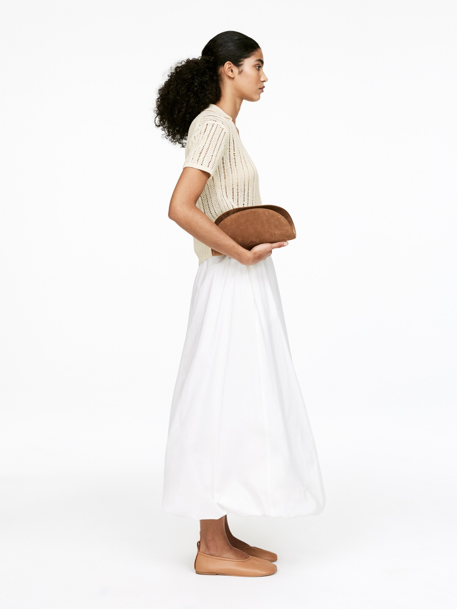 Top con lavorazione a maglia aperta - Beige - 3