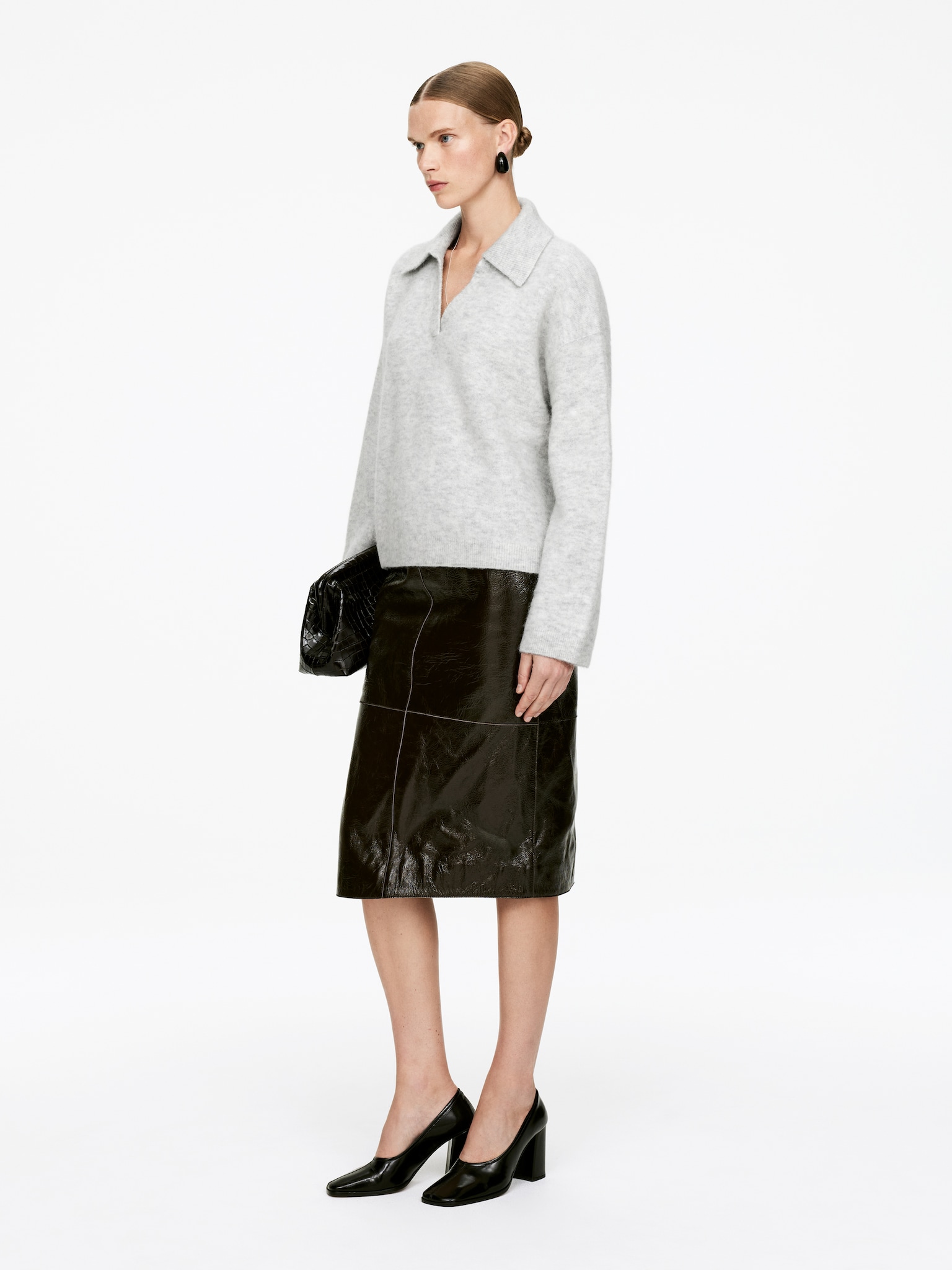 Pull en mélange de laine et d'alpaga - Gris chiné/Marron - 4