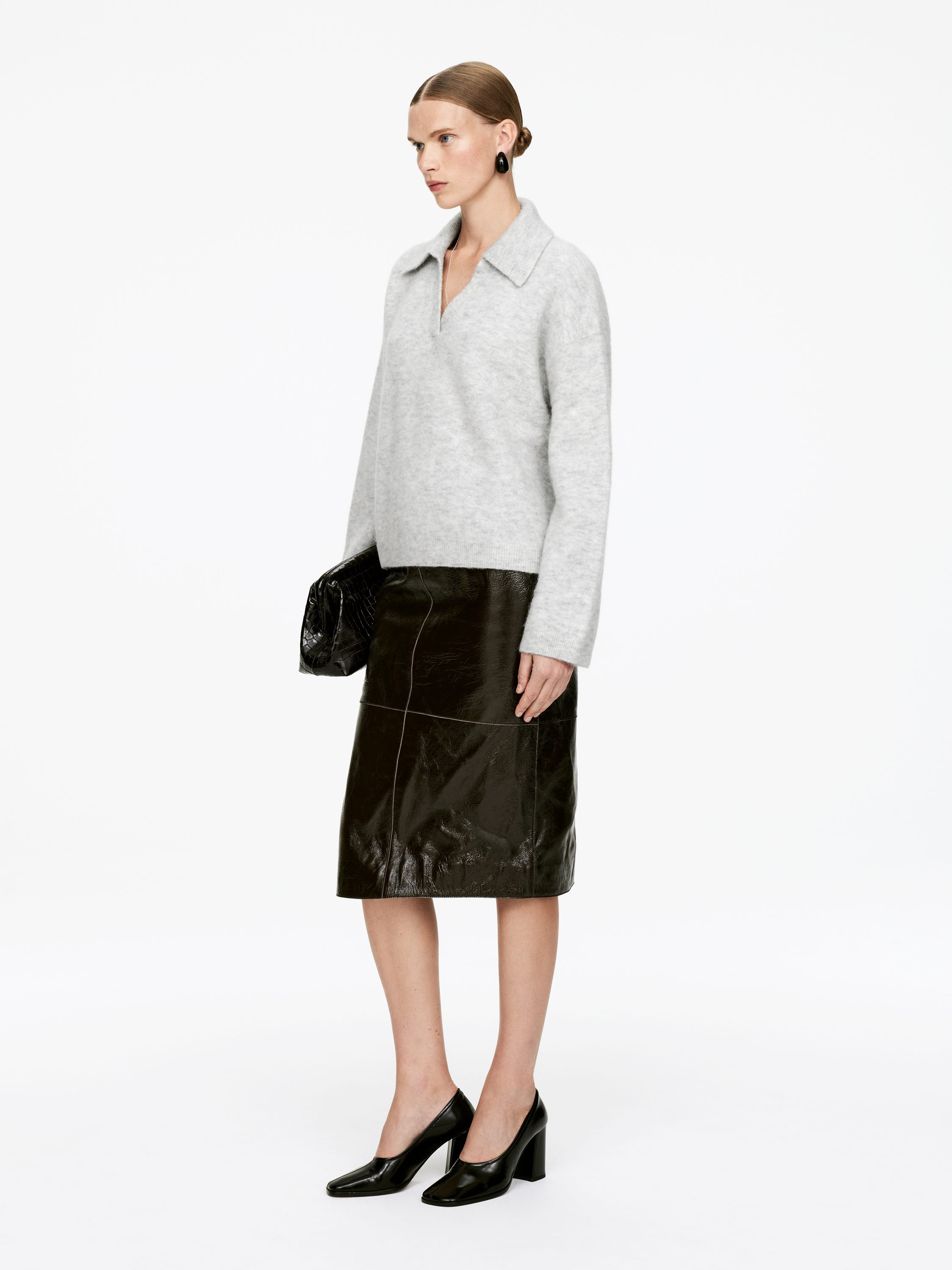 Alpaca-Wool Blend Jumper - Grey Melange - Loose fit - Women - StillMedia/Lookbook - 5
