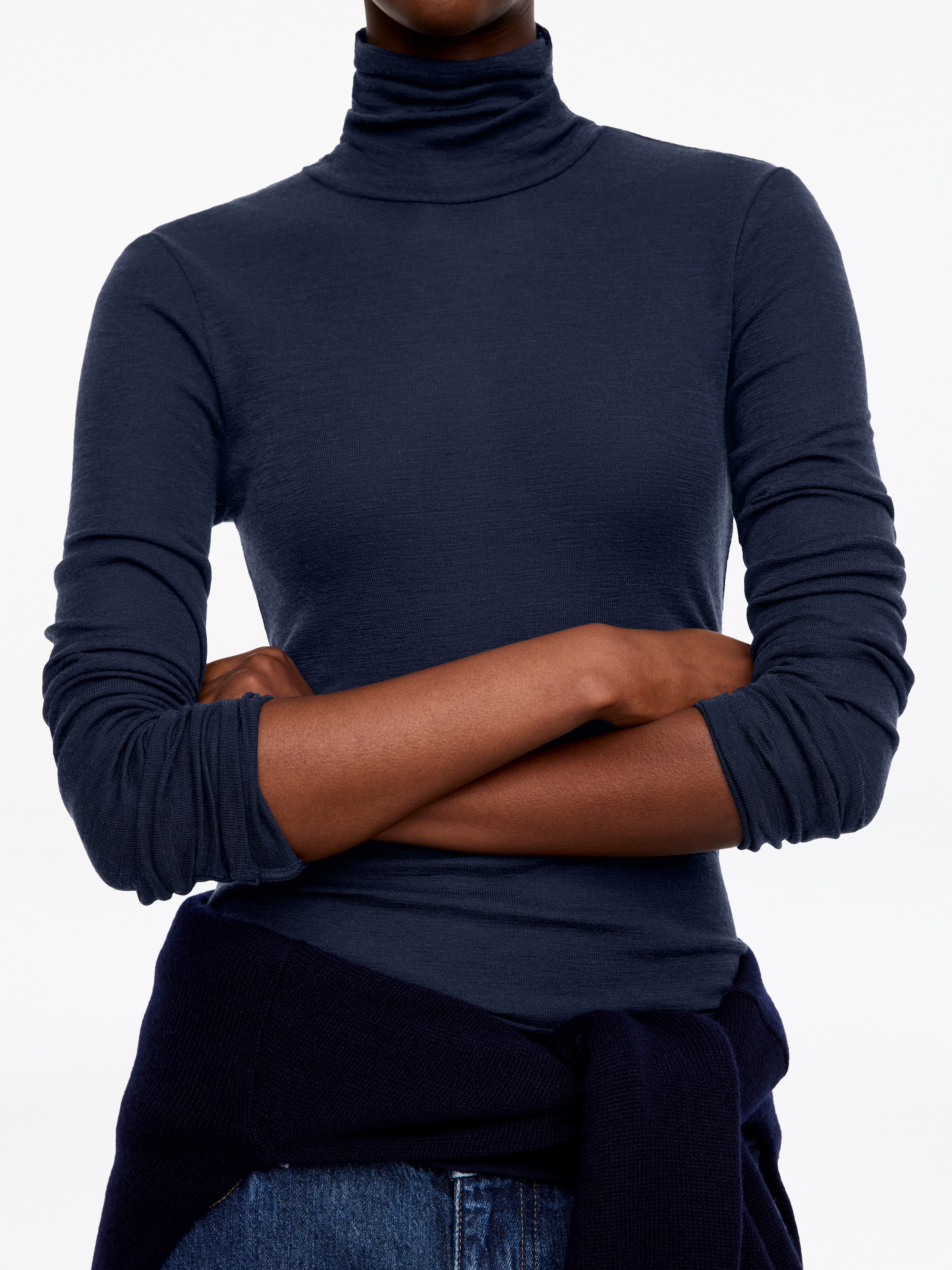 Rollkragenoberteil aus Wolle - Dunkelblau - Slim Fit - women - StillMedia/Lookbook - 5