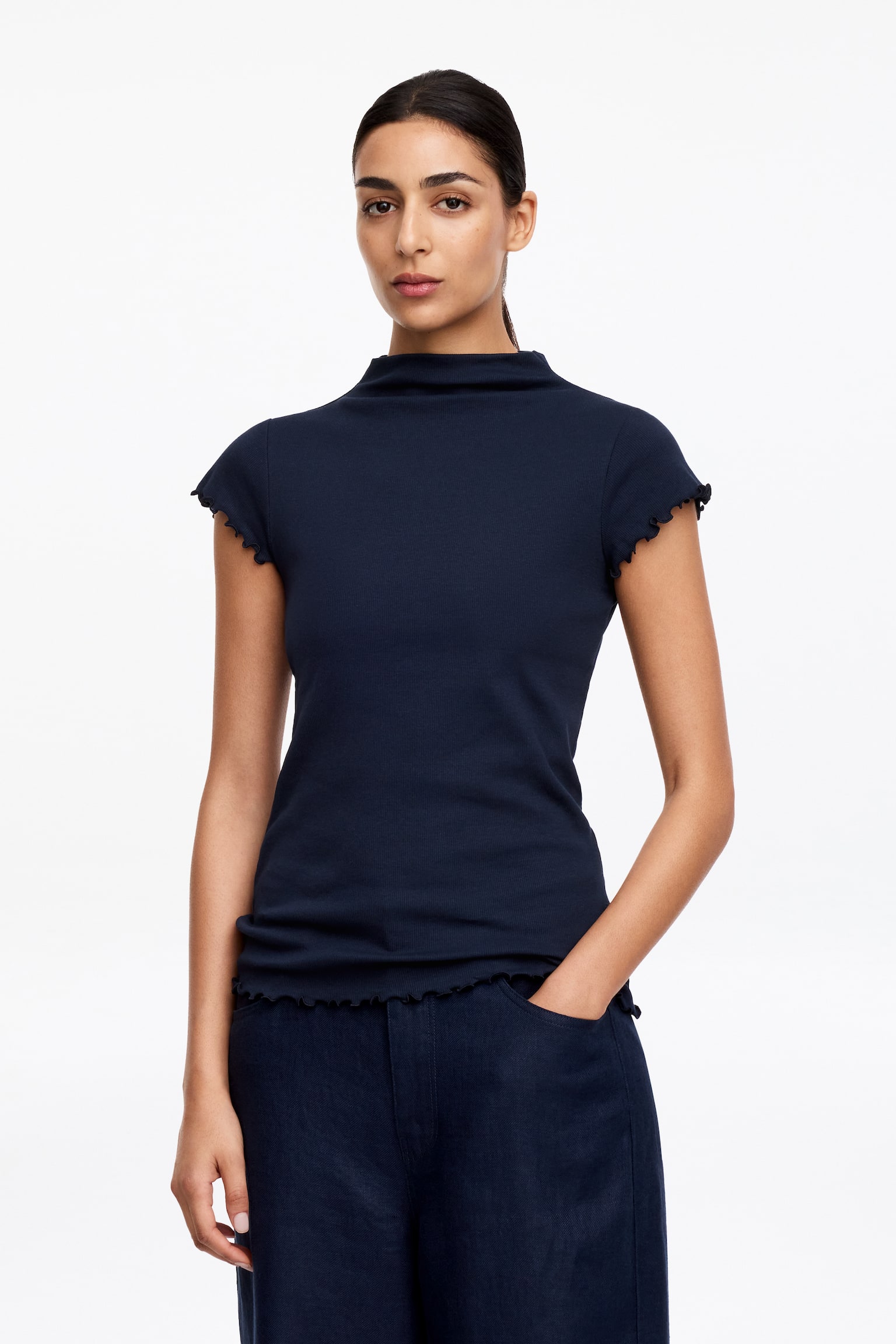 Camiseta de cuello alto - Azul oscuro/Rojo oscuro - 1