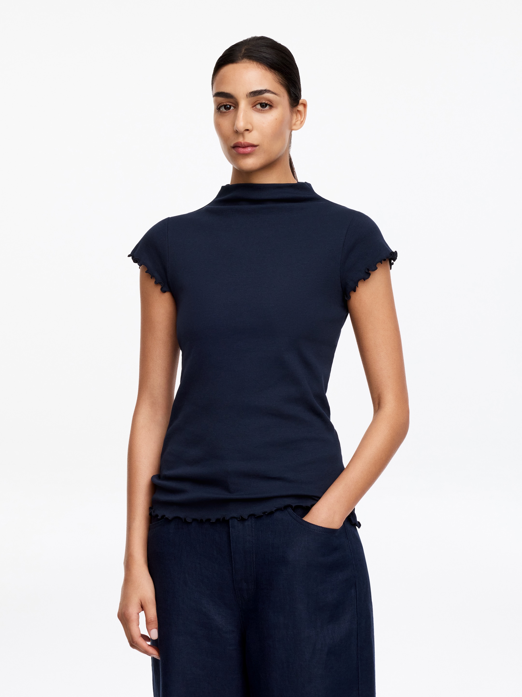 T-shirt z golfem-Blue-19548